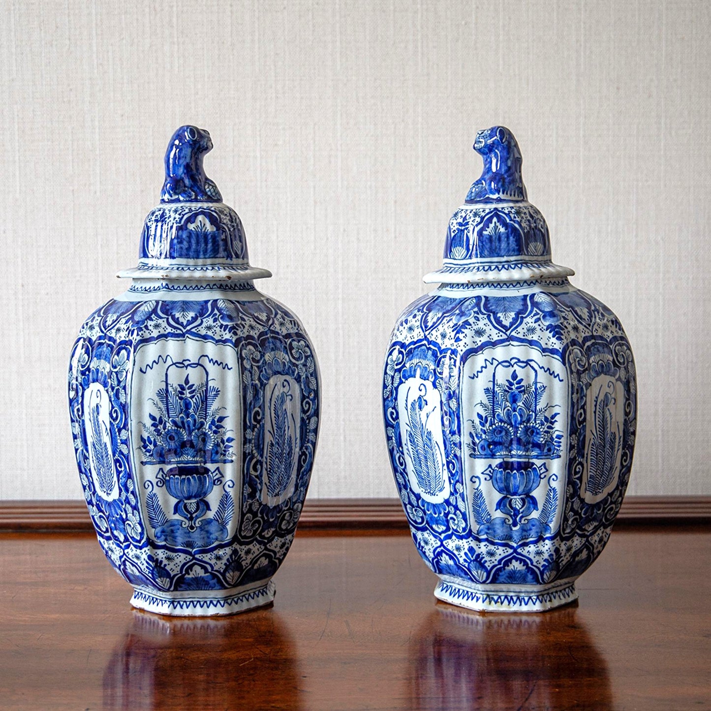 Pair of Blue and White Delft Vases
