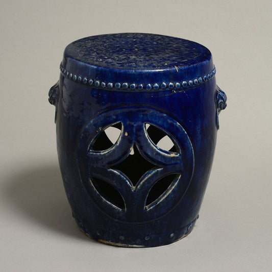 A MID-19TH CENTURY BLUE GLAZED CHINESE GARDEN SEAT