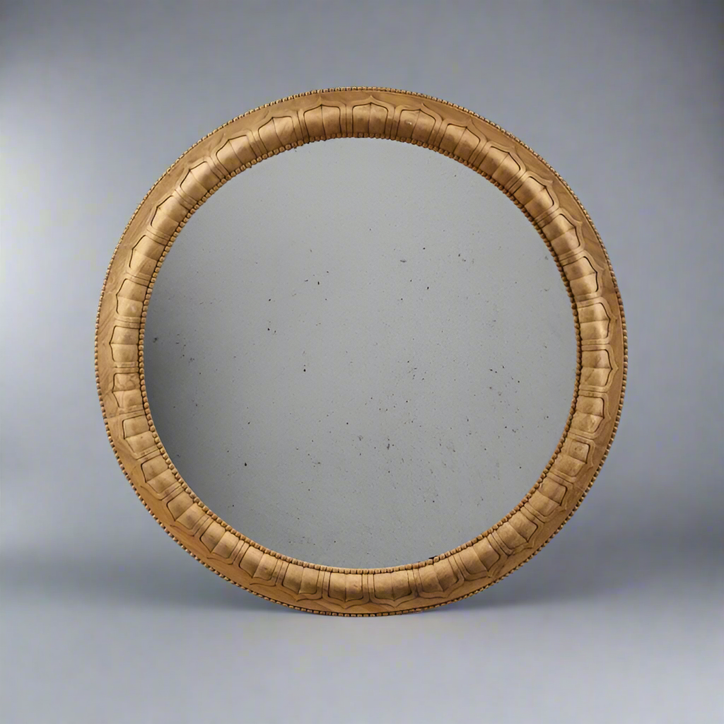 Indian Carved Round Mirror