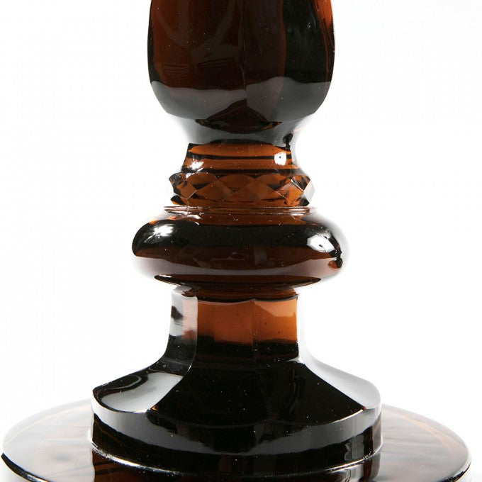 Pair of Cognac Glass Baluster Lamps