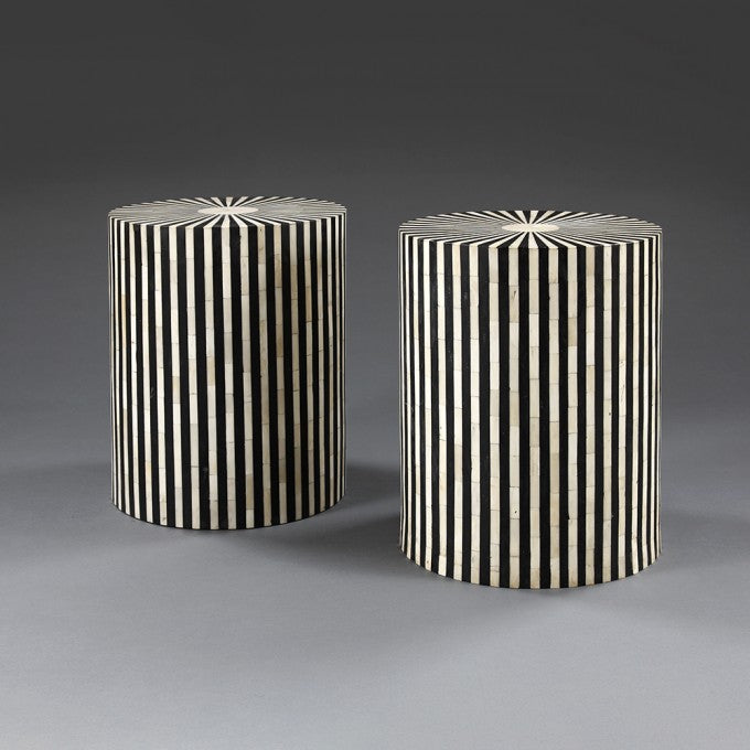 Pair of Horn and Ebonised Stools/Tables