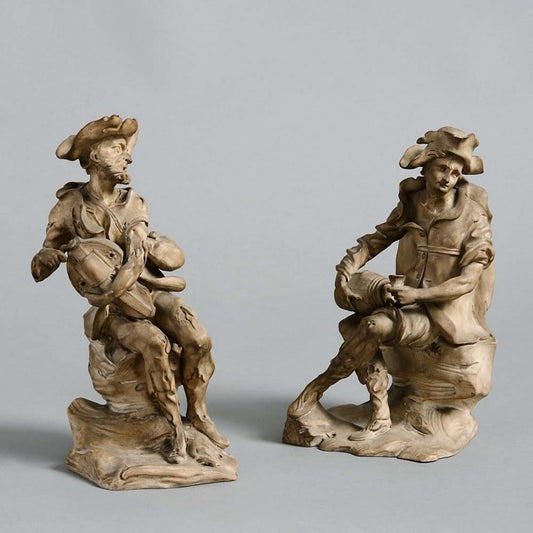 A PAIR OF MID 18TH CENTURY LUNEVILLE FIGURES