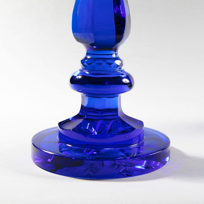 Pair of Cobalt Blue Glass Baluster Lamps