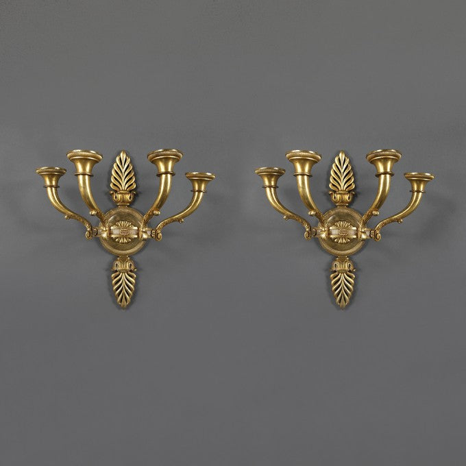 Pair of Ormolu Mid Century Wall Lights