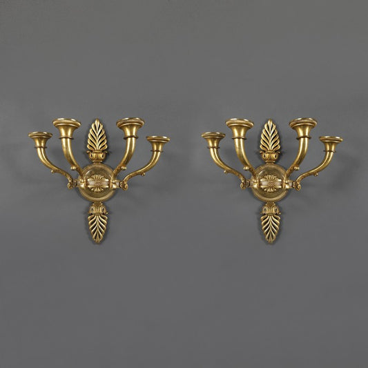 Pair of Ormolu Mid Century Wall Lights