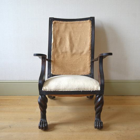 Anglo Indian Ebonised Hardwood Armchair