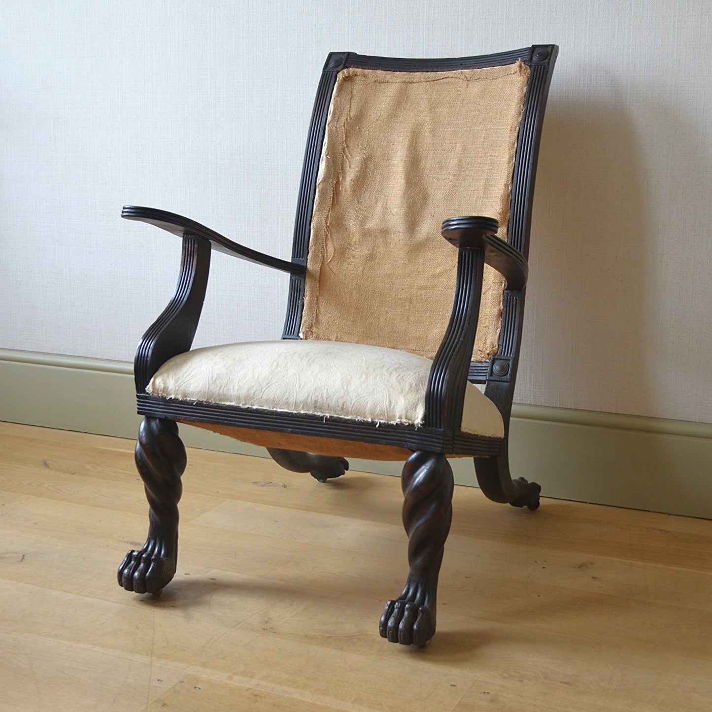 Anglo Indian Ebonised Hardwood Armchair