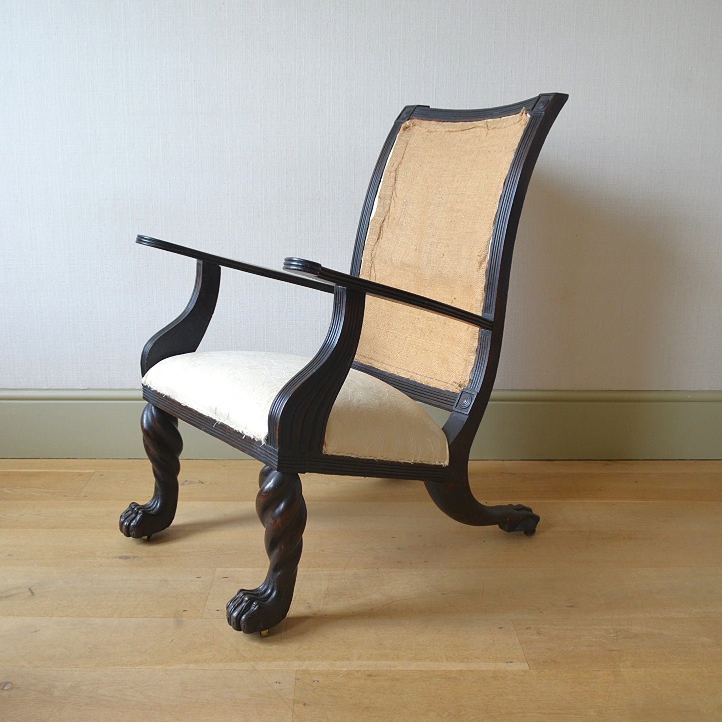 Anglo Indian Ebonised Hardwood Armchair