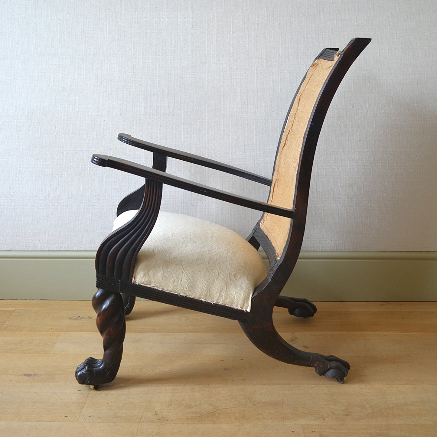 Anglo Indian Ebonised Hardwood Armchair