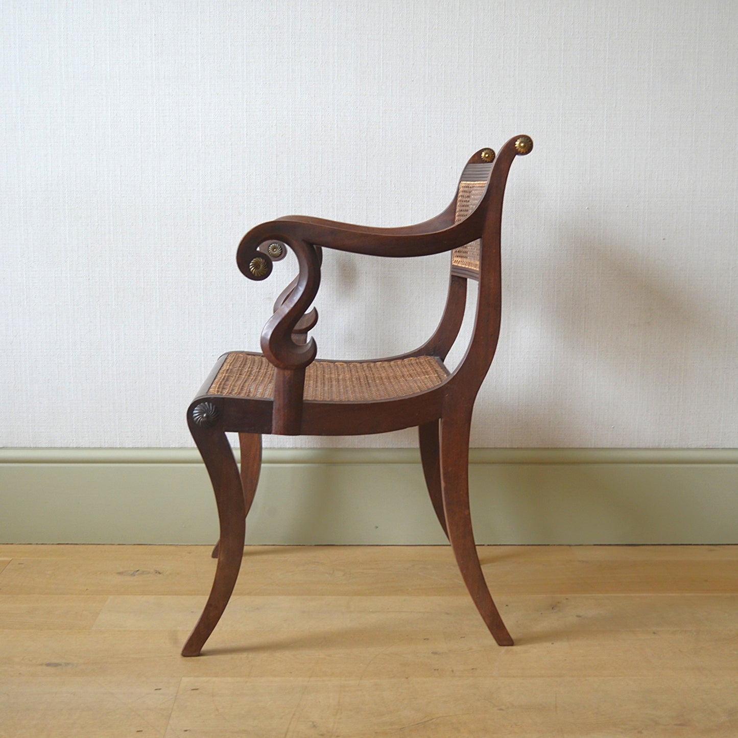 Pair of Mahogany Open Arm Carver Chairs