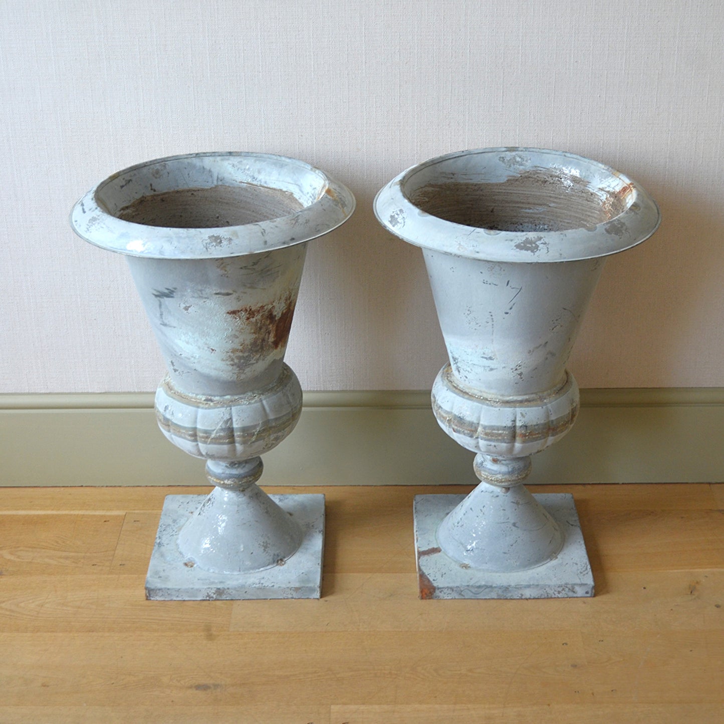 Pair of Large Metal Planters