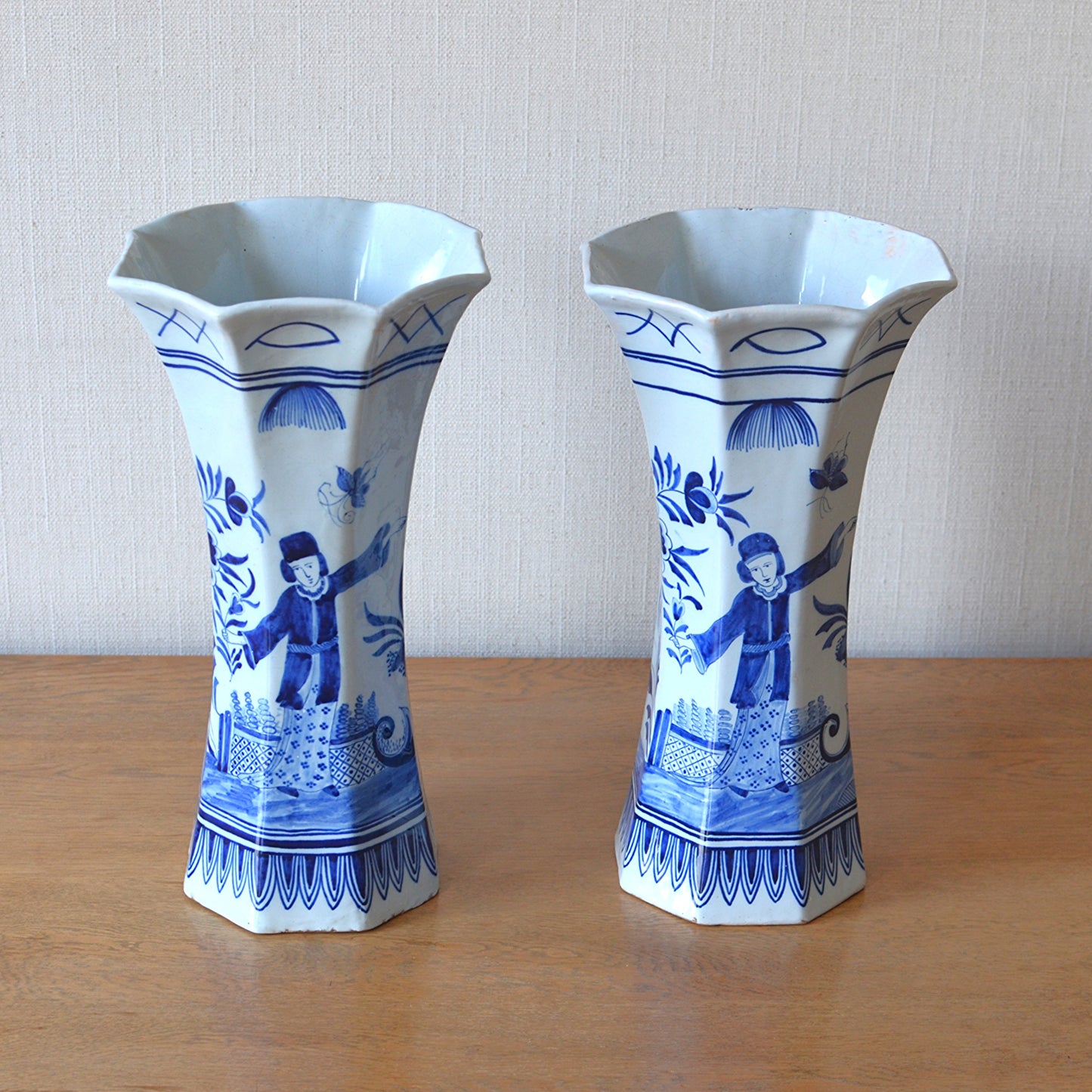 Pair of Delft Beaker Vases
