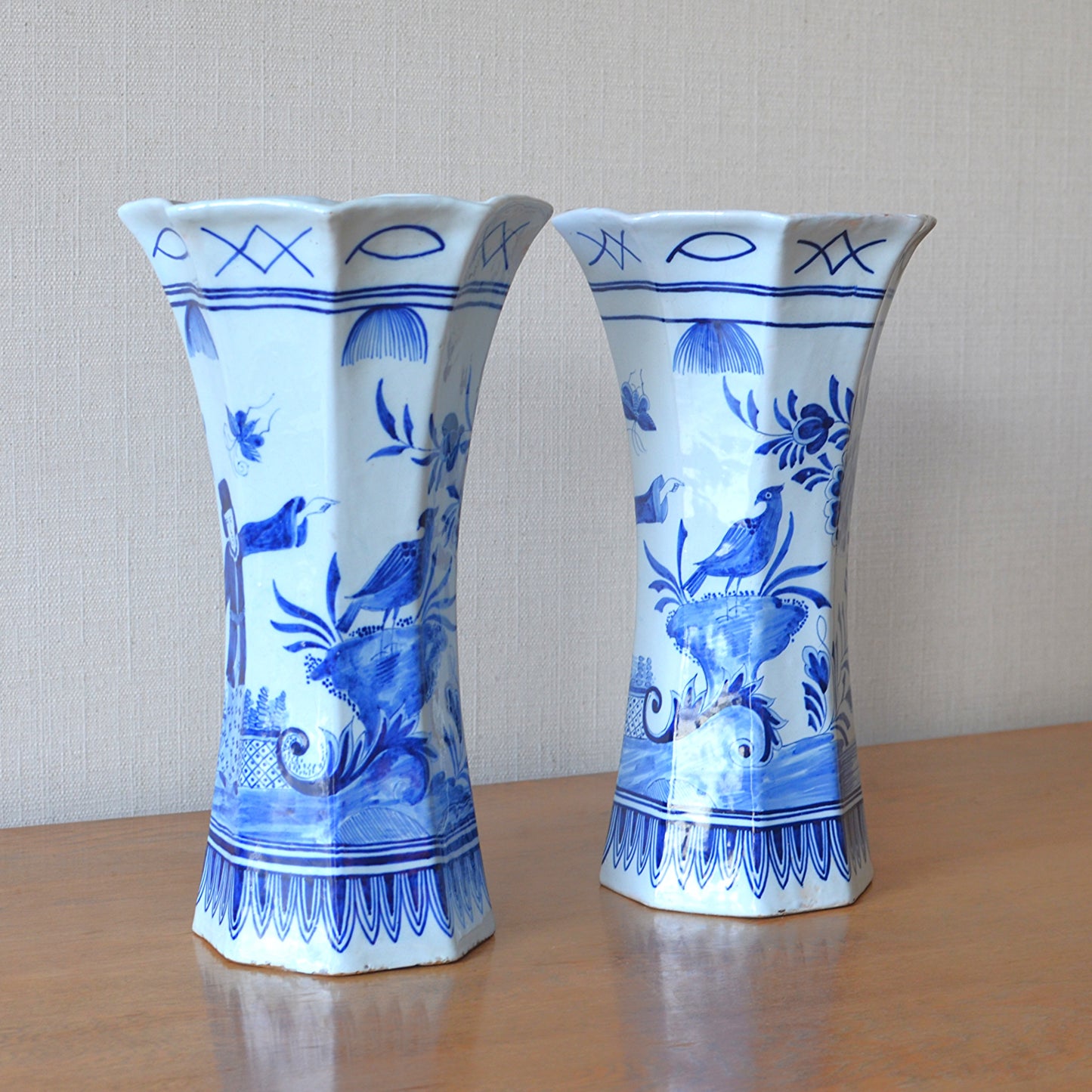 Pair of Delft Beaker Vases