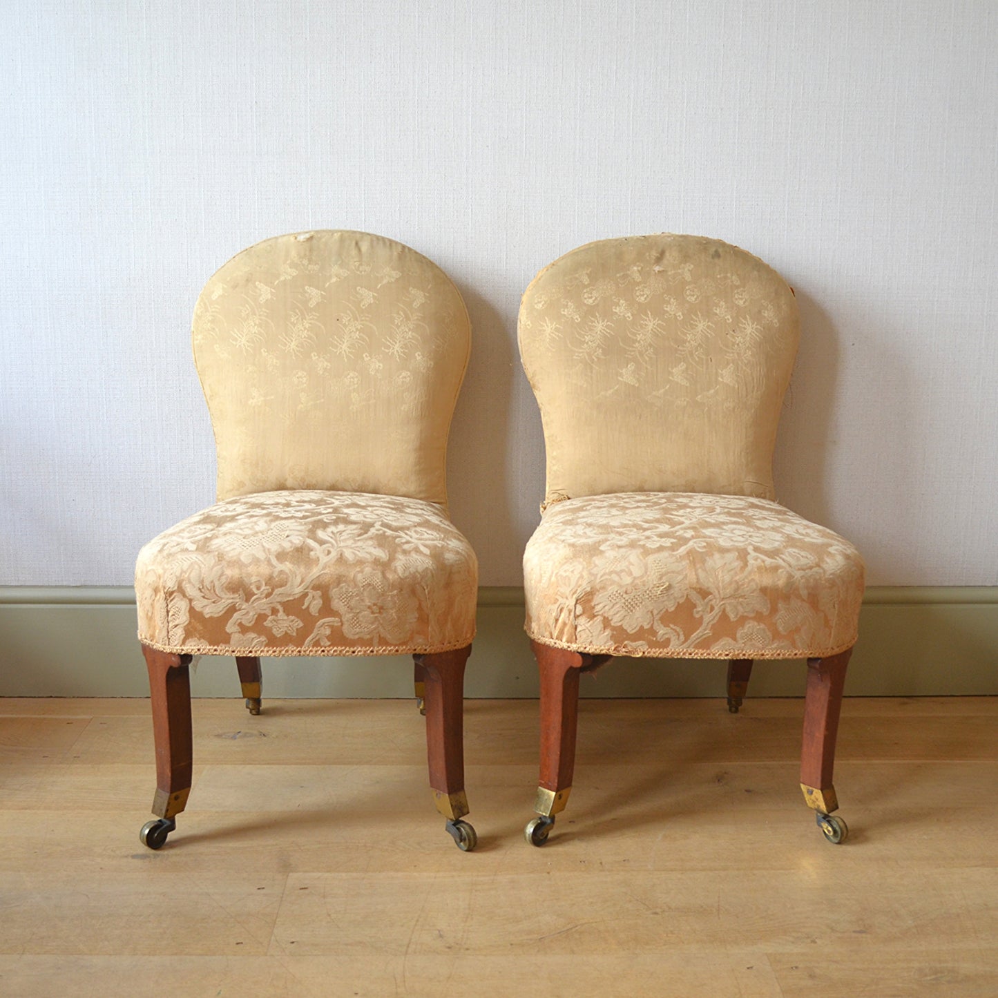 Unusual Pair of Mahogany Low Side Chairs