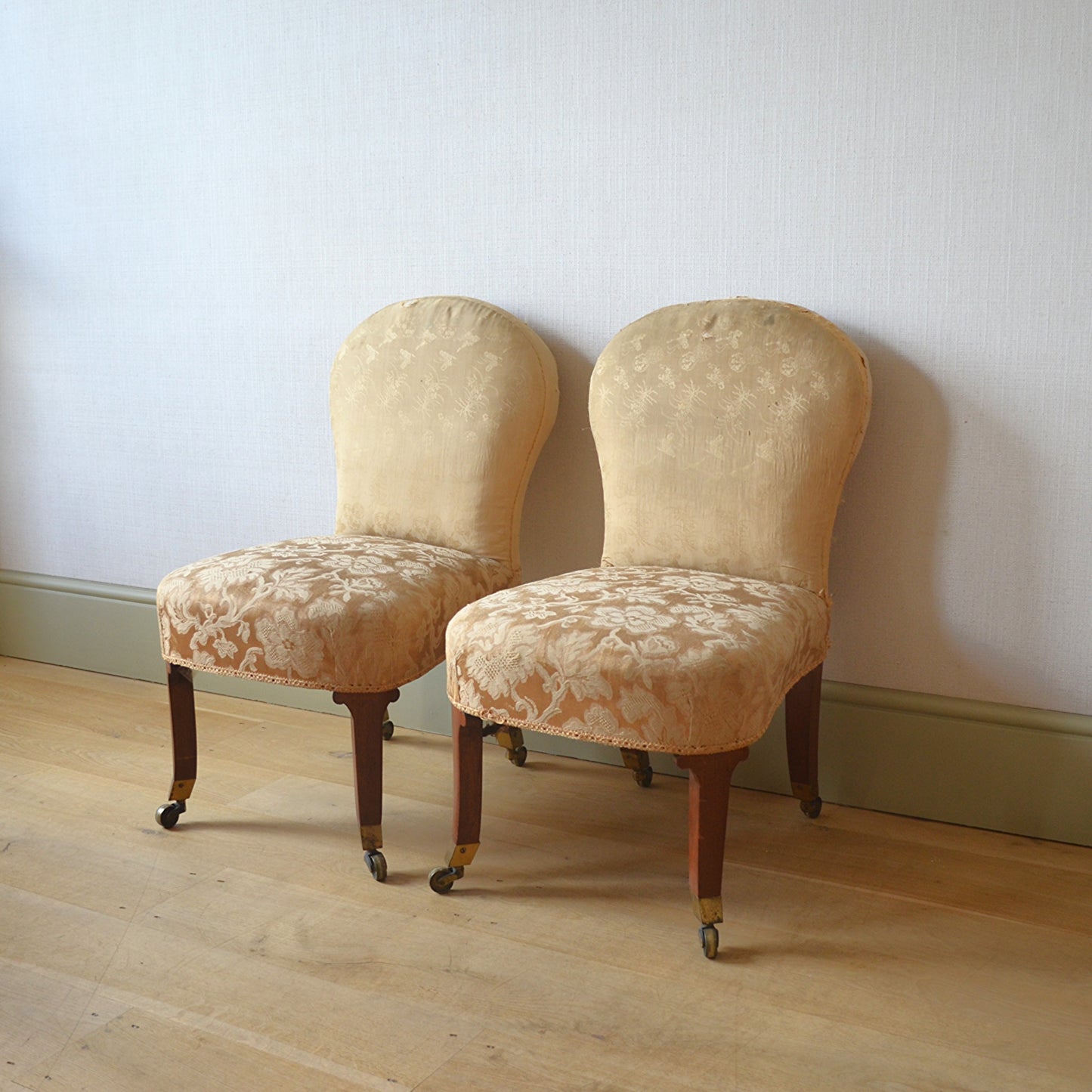 Unusual Pair of Mahogany Low Side Chairs