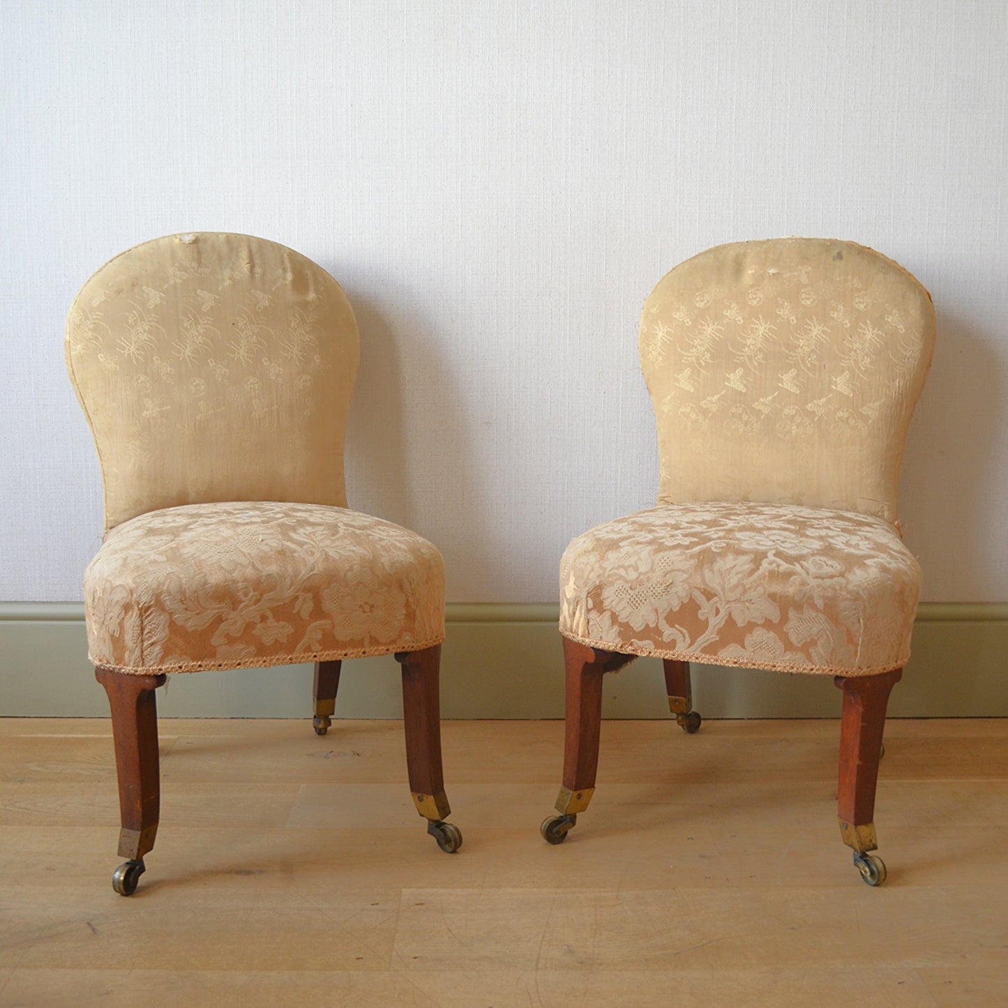 Unusual Pair of Mahogany Low Side Chairs
