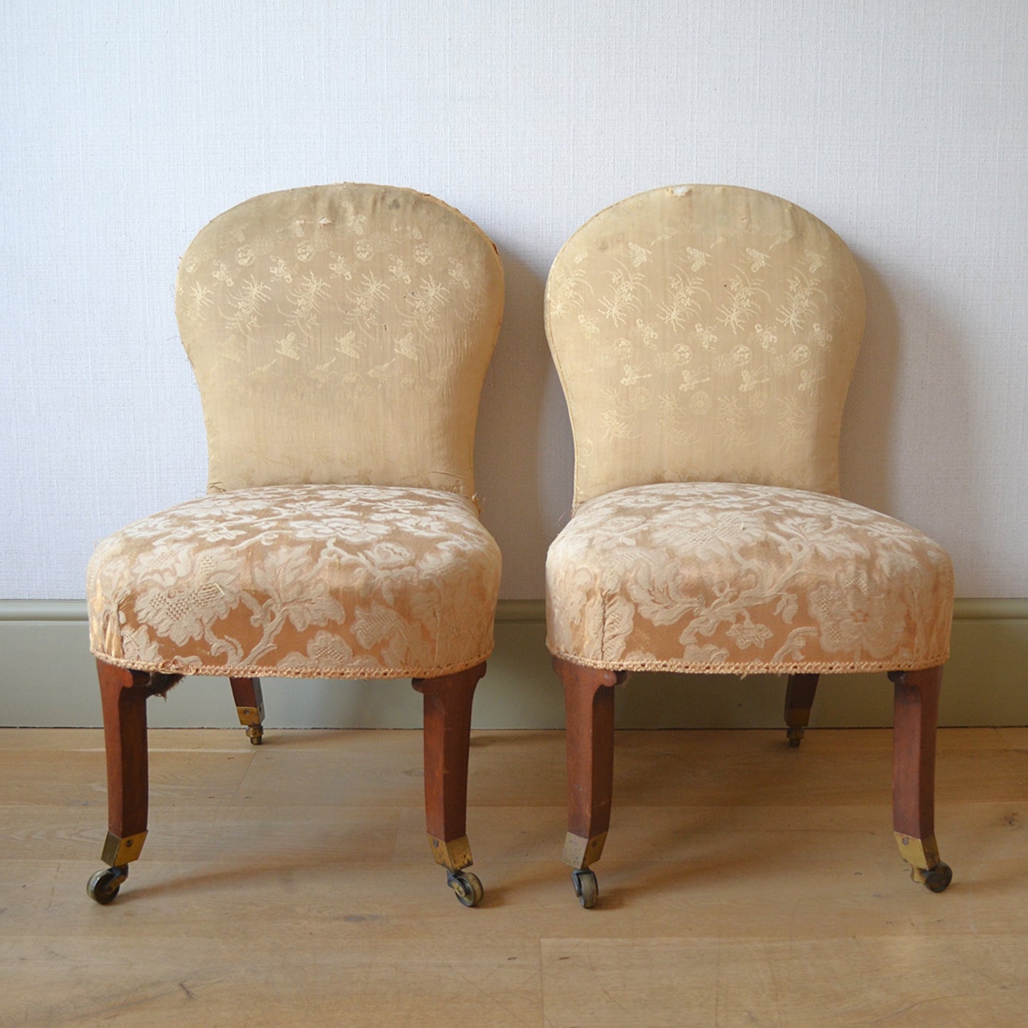 Unusual Pair of Mahogany Low Side Chairs