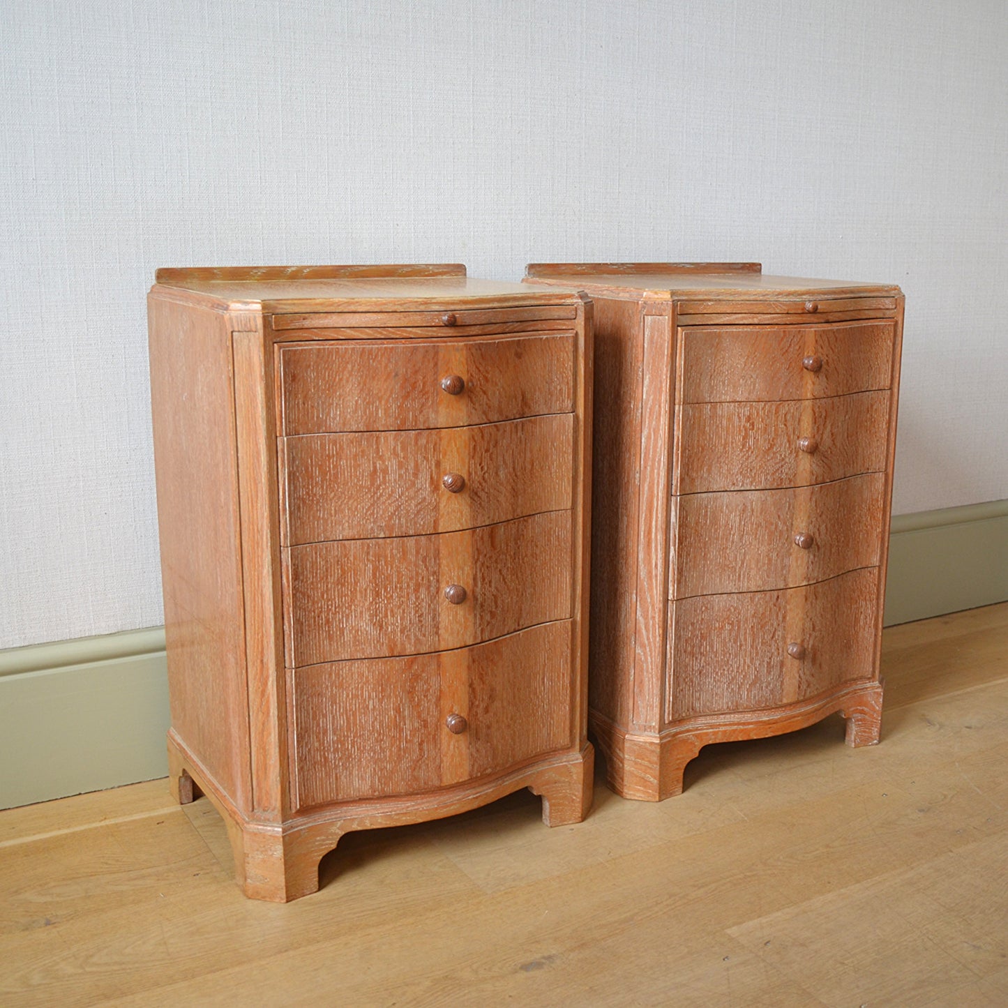 Pair of Limed Oak Bedside Cabinets