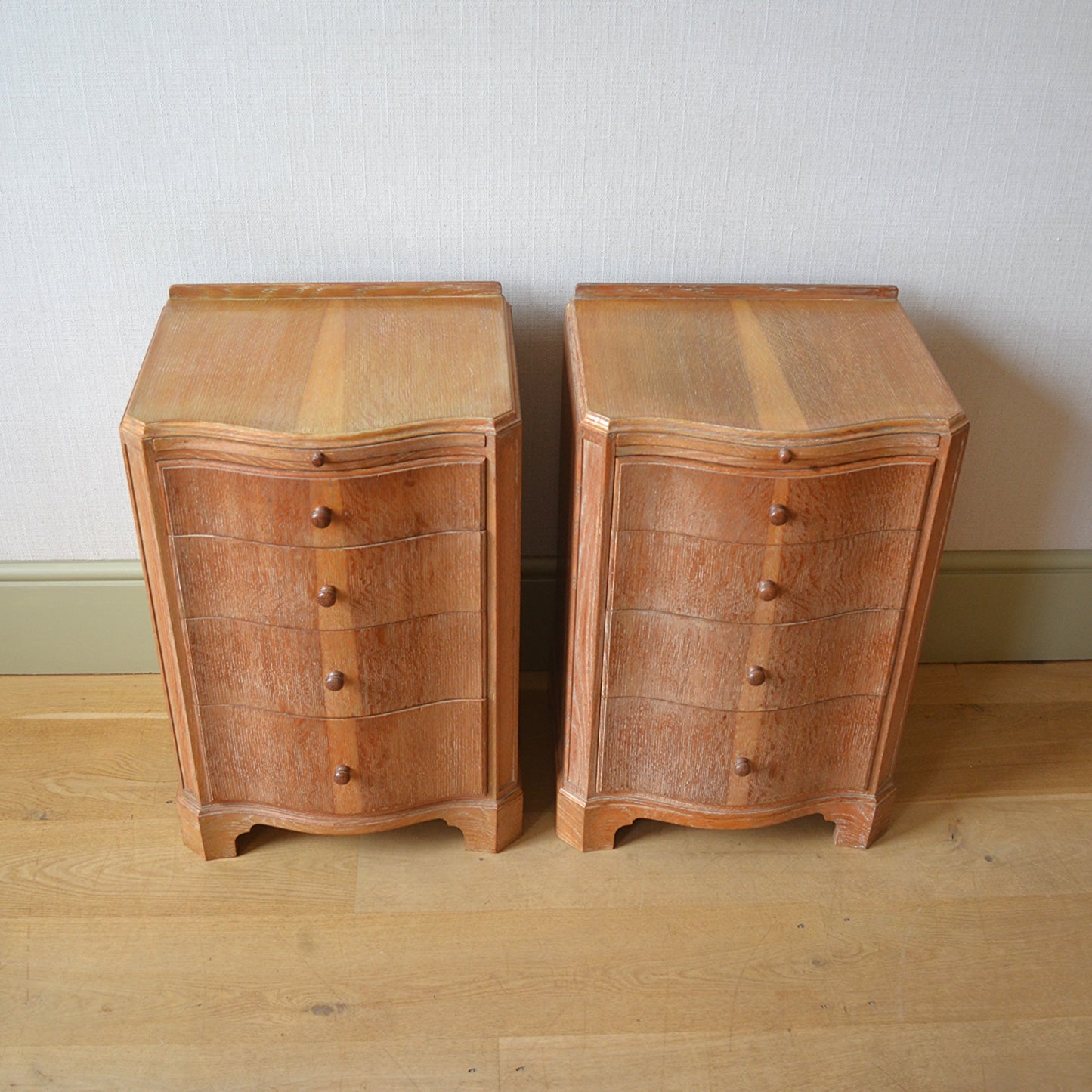 Pair of Limed Oak Bedside Cabinets