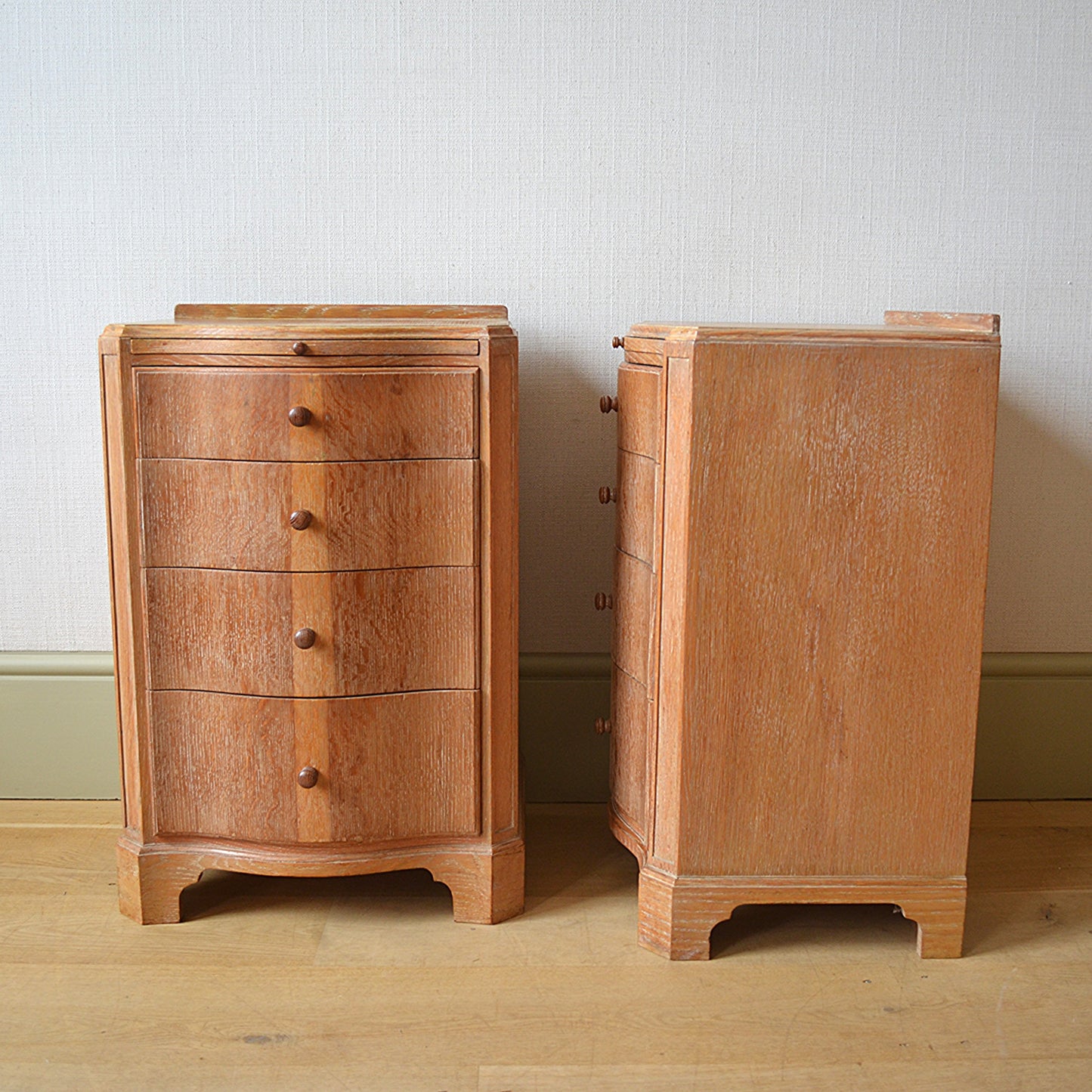 Pair of Limed Oak Bedside Cabinets