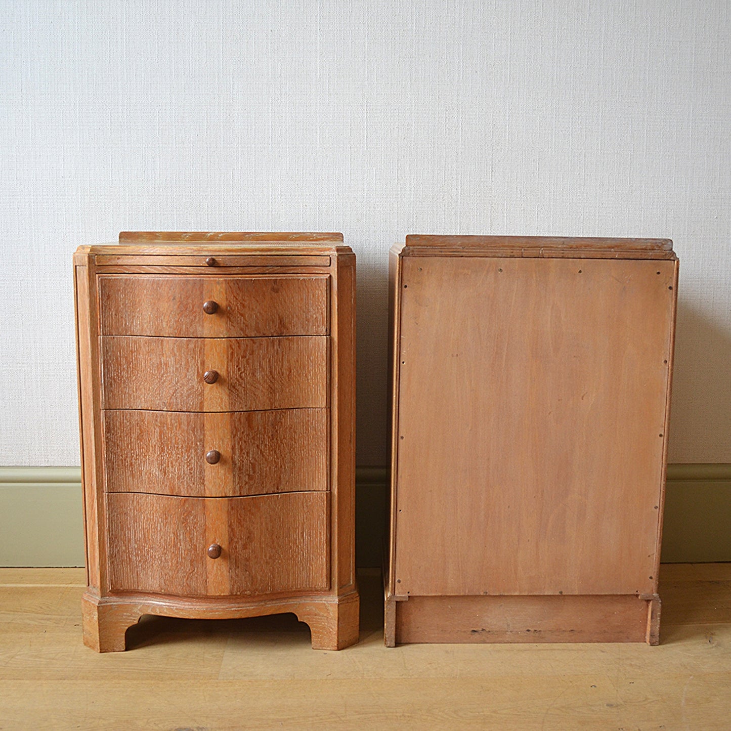 Pair of Limed Oak Bedside Cabinets