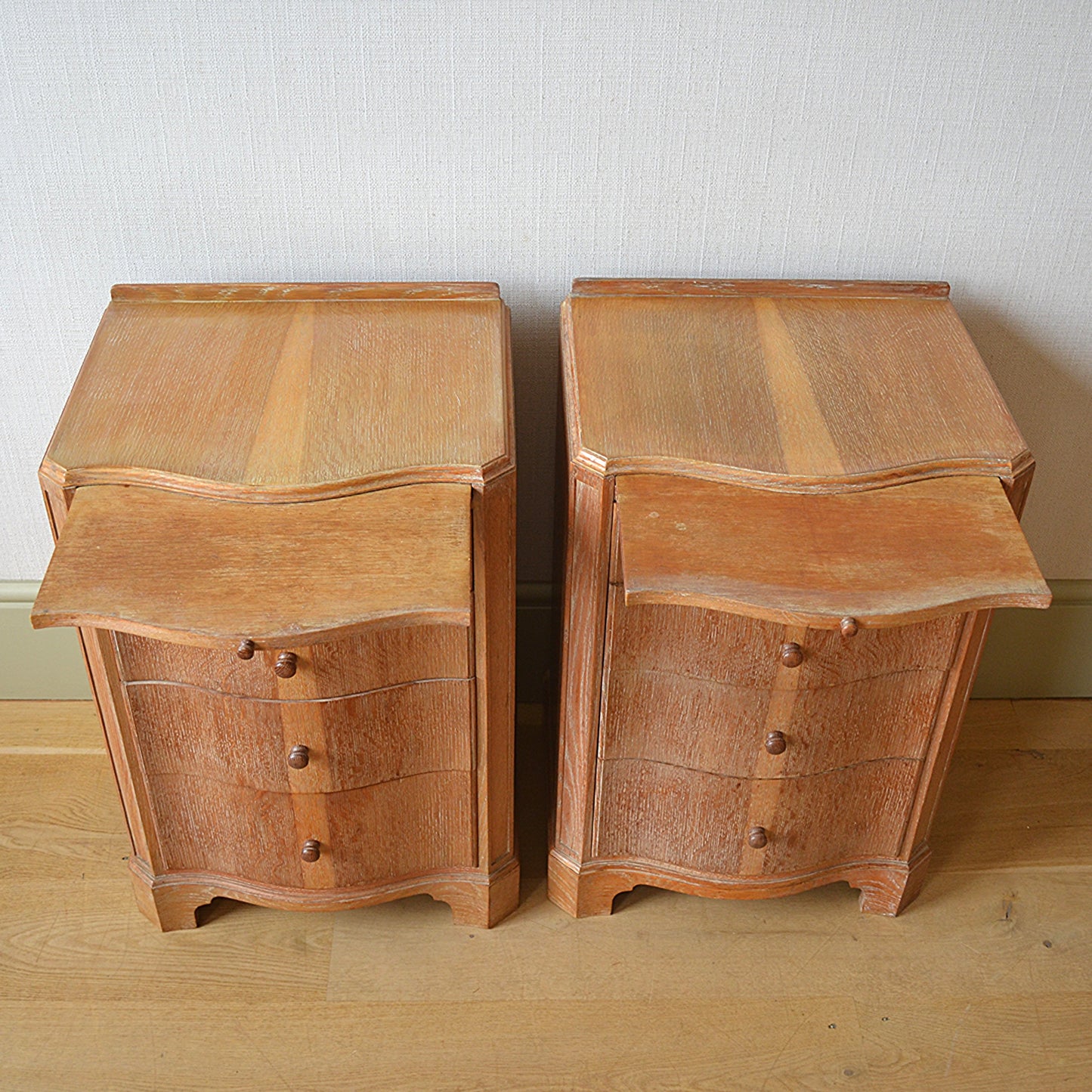 Pair of Limed Oak Bedside Cabinets