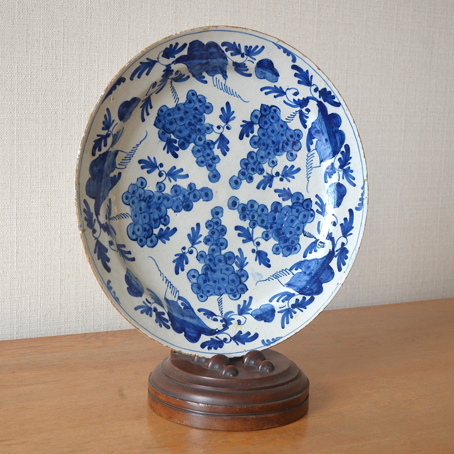 Blue and White Glazed Deft Pottery Charger