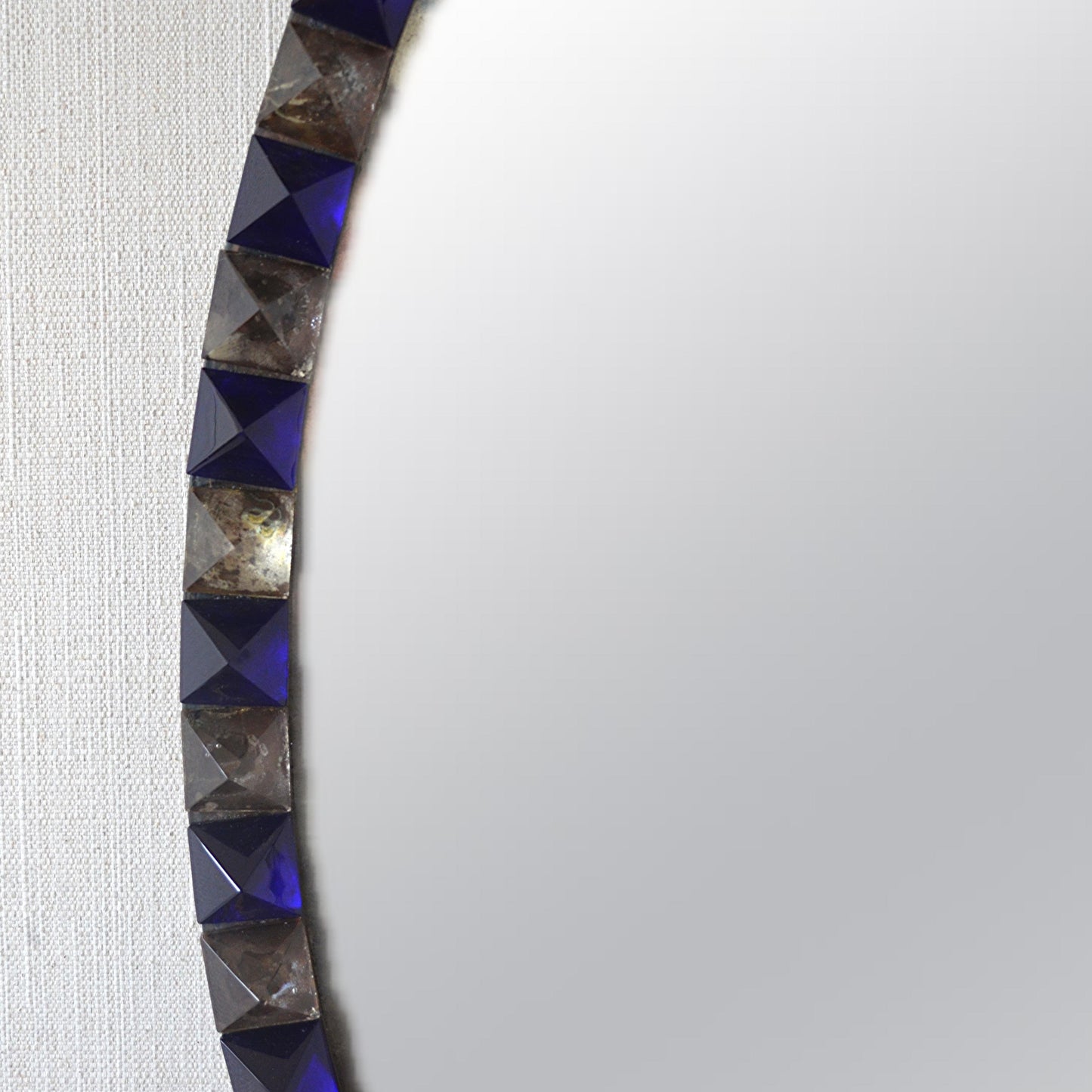 Blue and Clear Glass Framed Oval Mirror