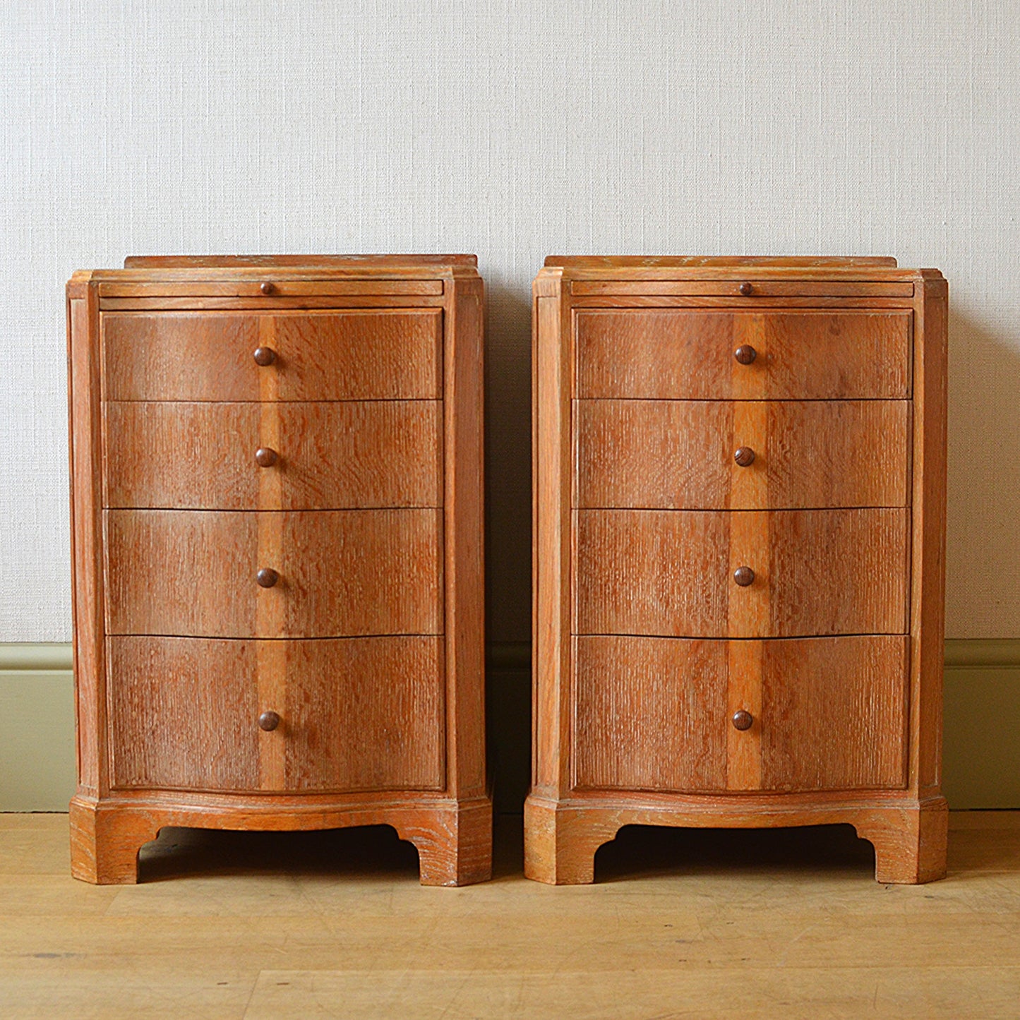 Pair of Limed Oak Bedside Cabinets
