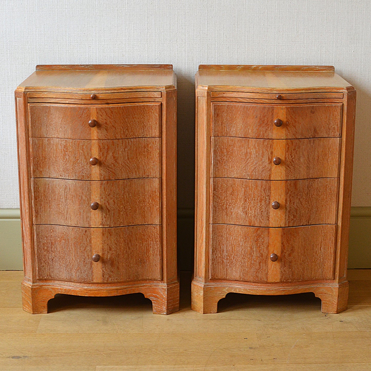 Pair of Limed Oak Bedside Cabinets