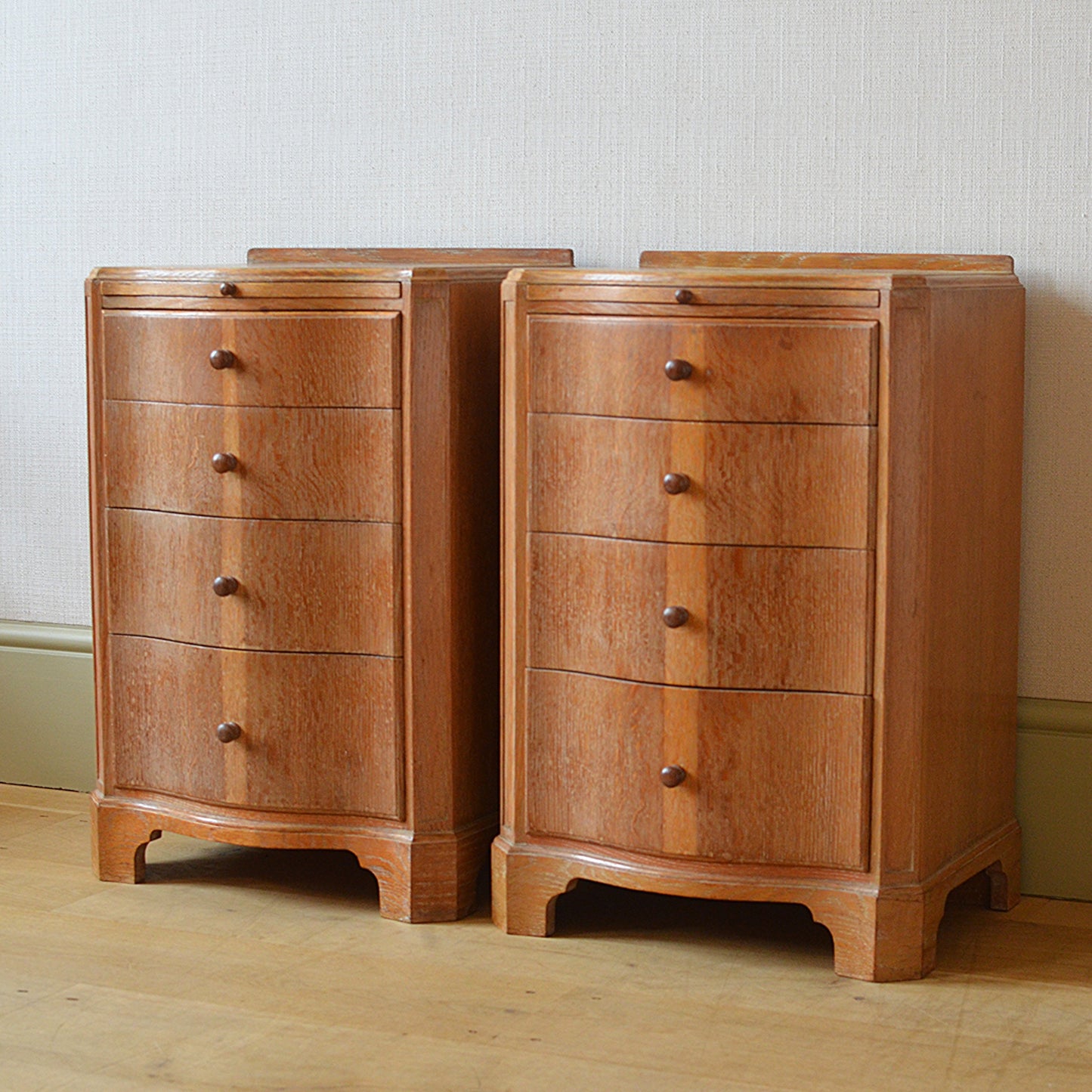 Pair of Limed Oak Bedside Cabinets