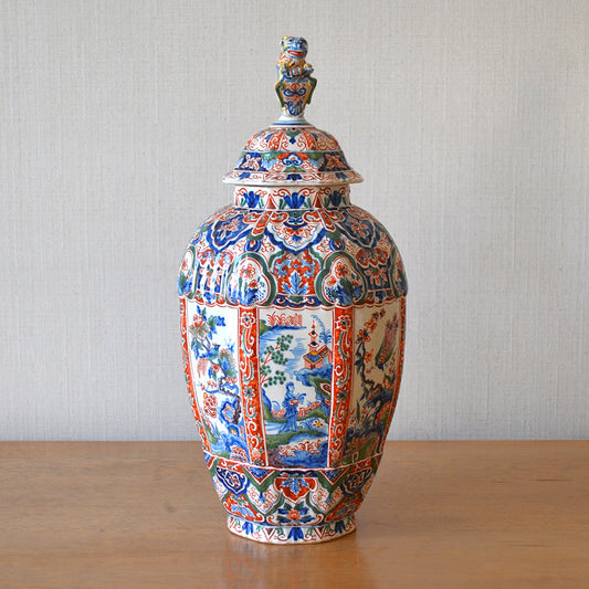 Imari Lidded Delft Vase