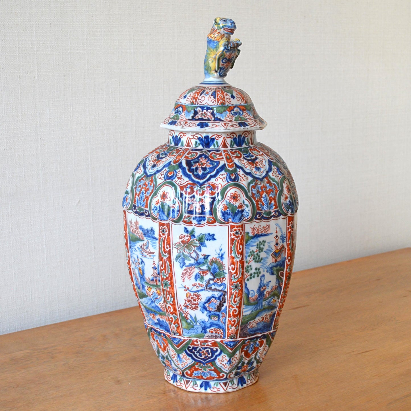 Imari Lidded Delft Vase
