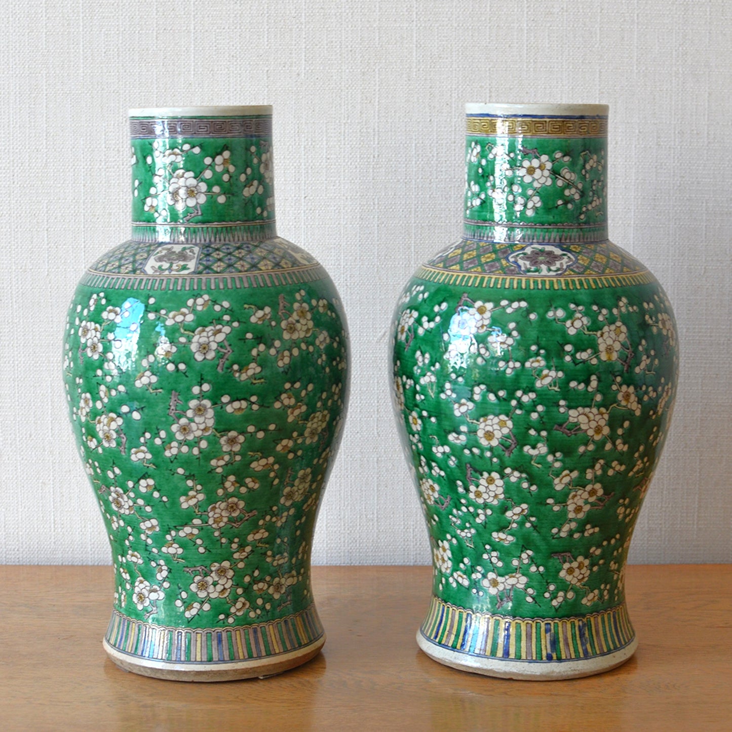 Pair of Green Porcelain Vases