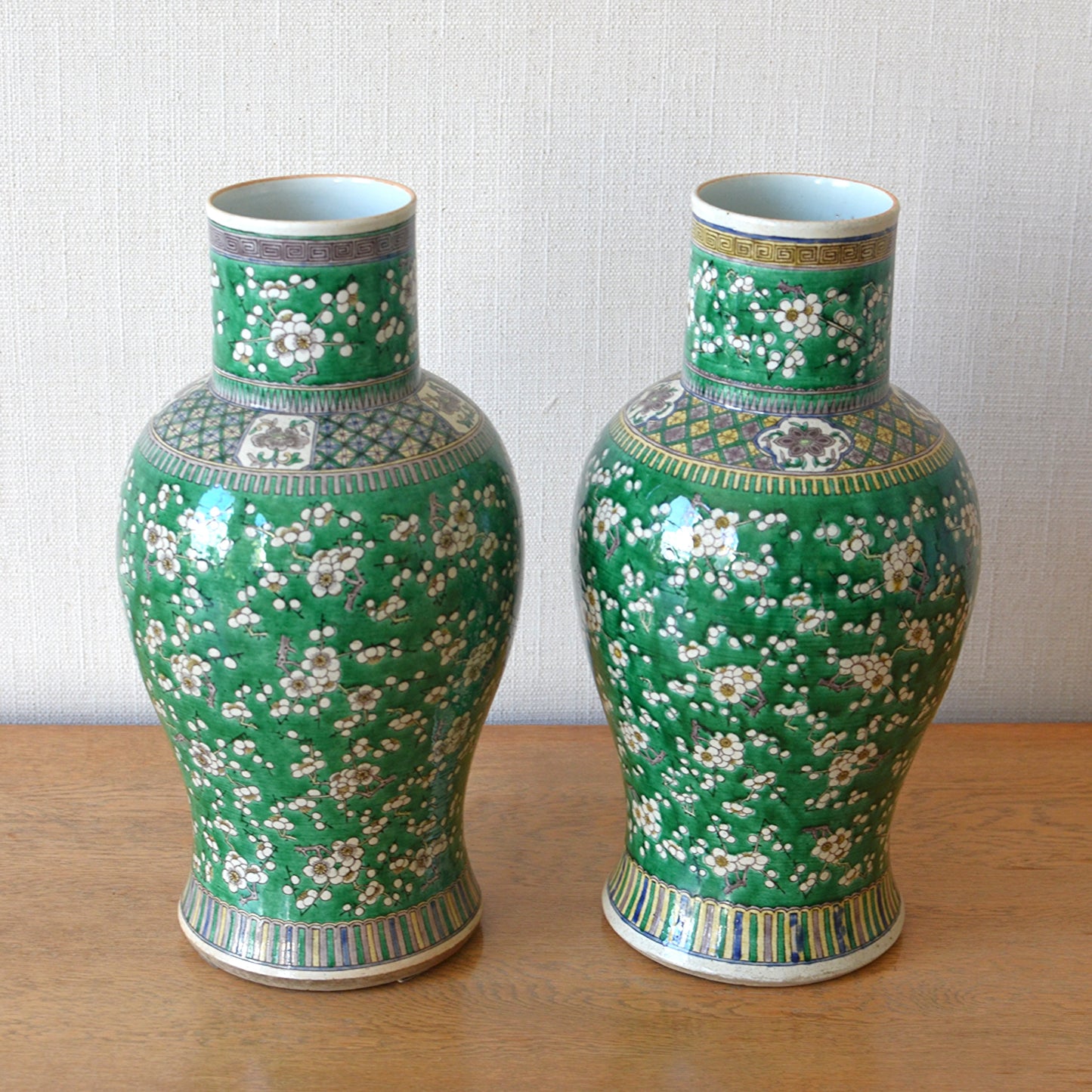 Pair of Green Porcelain Vases