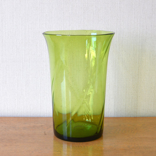 Large Green Glass Bucket Vase by Powell & Sons