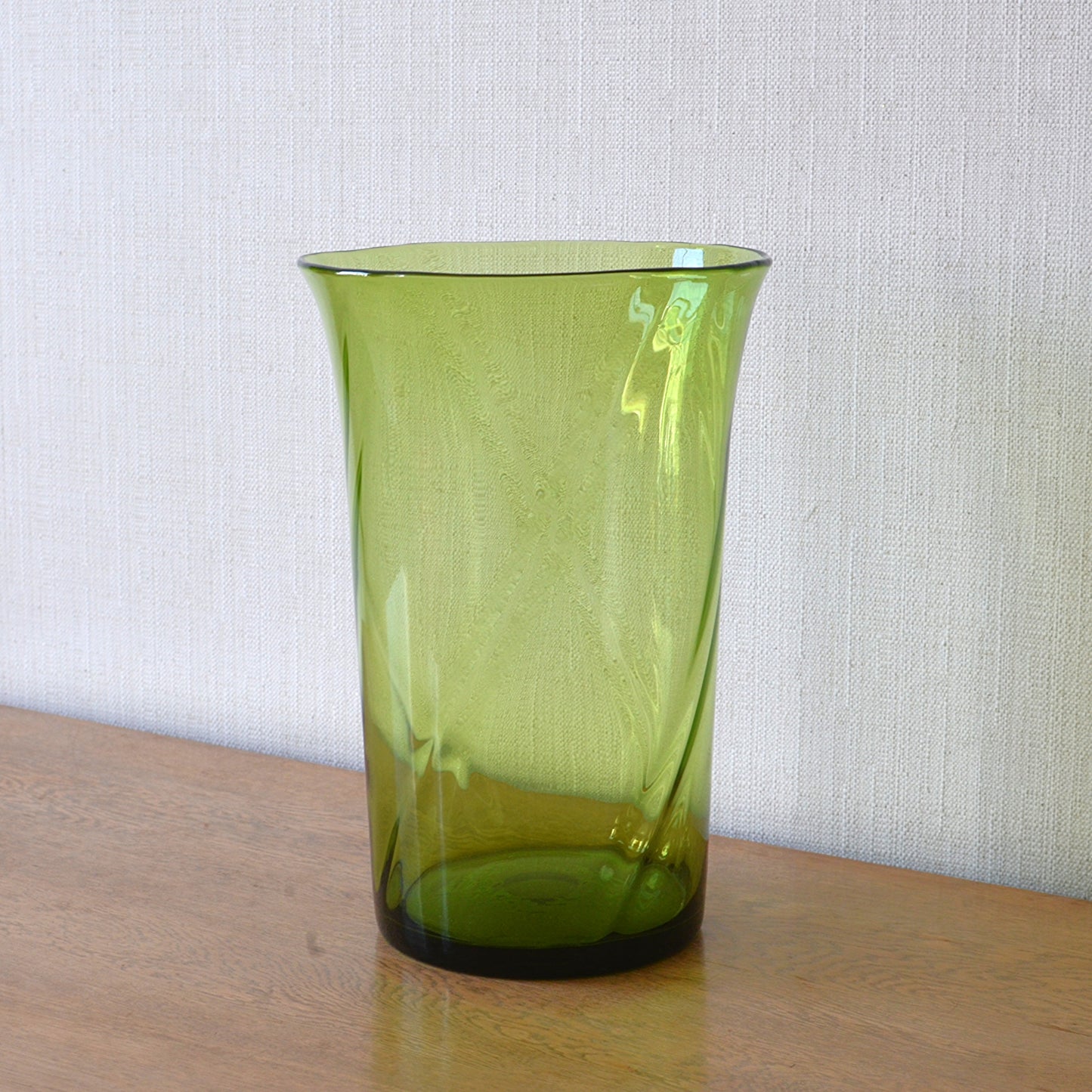 Large Green Glass Bucket Vase by Powell & Sons
