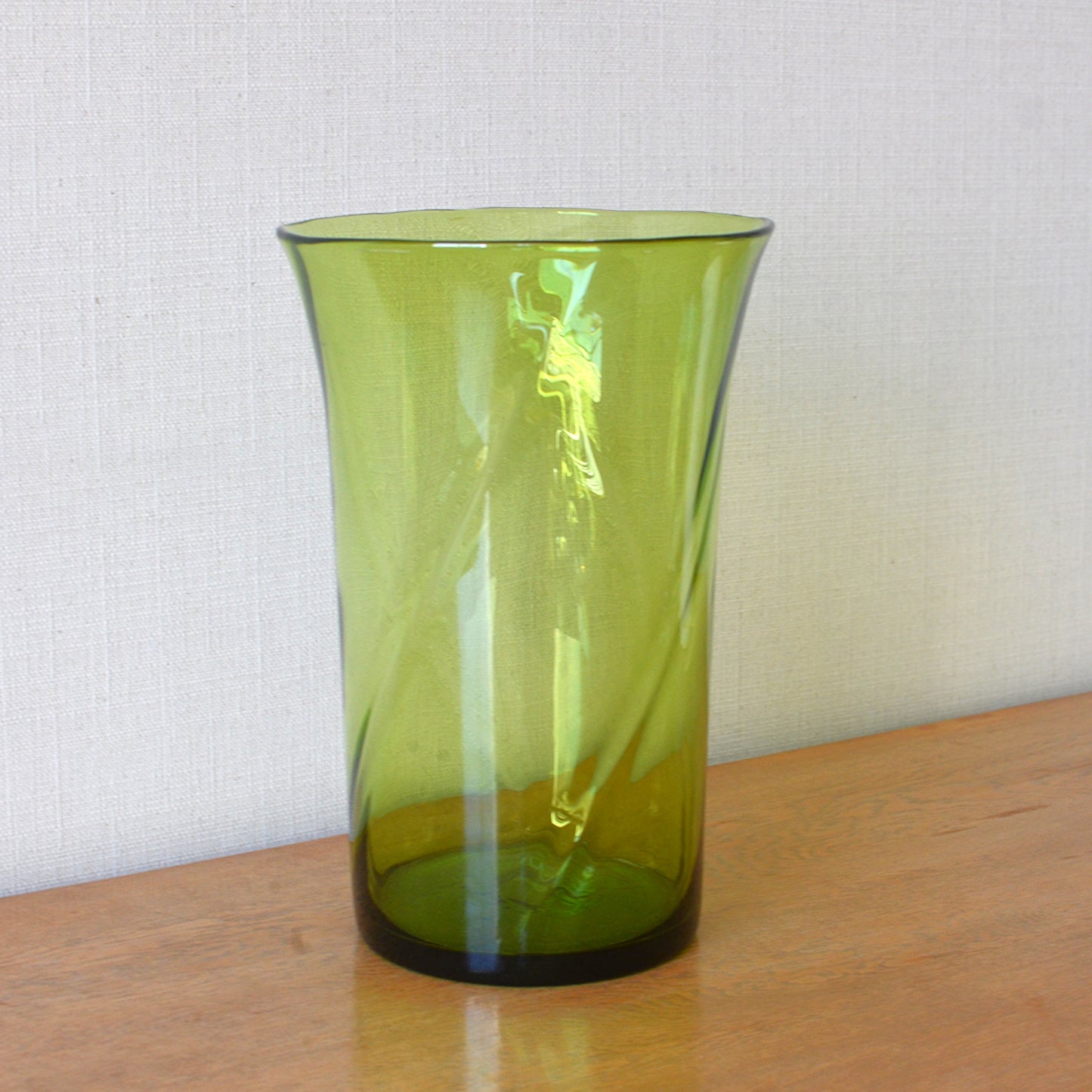 Large Green Glass Bucket Vase by Powell & Sons