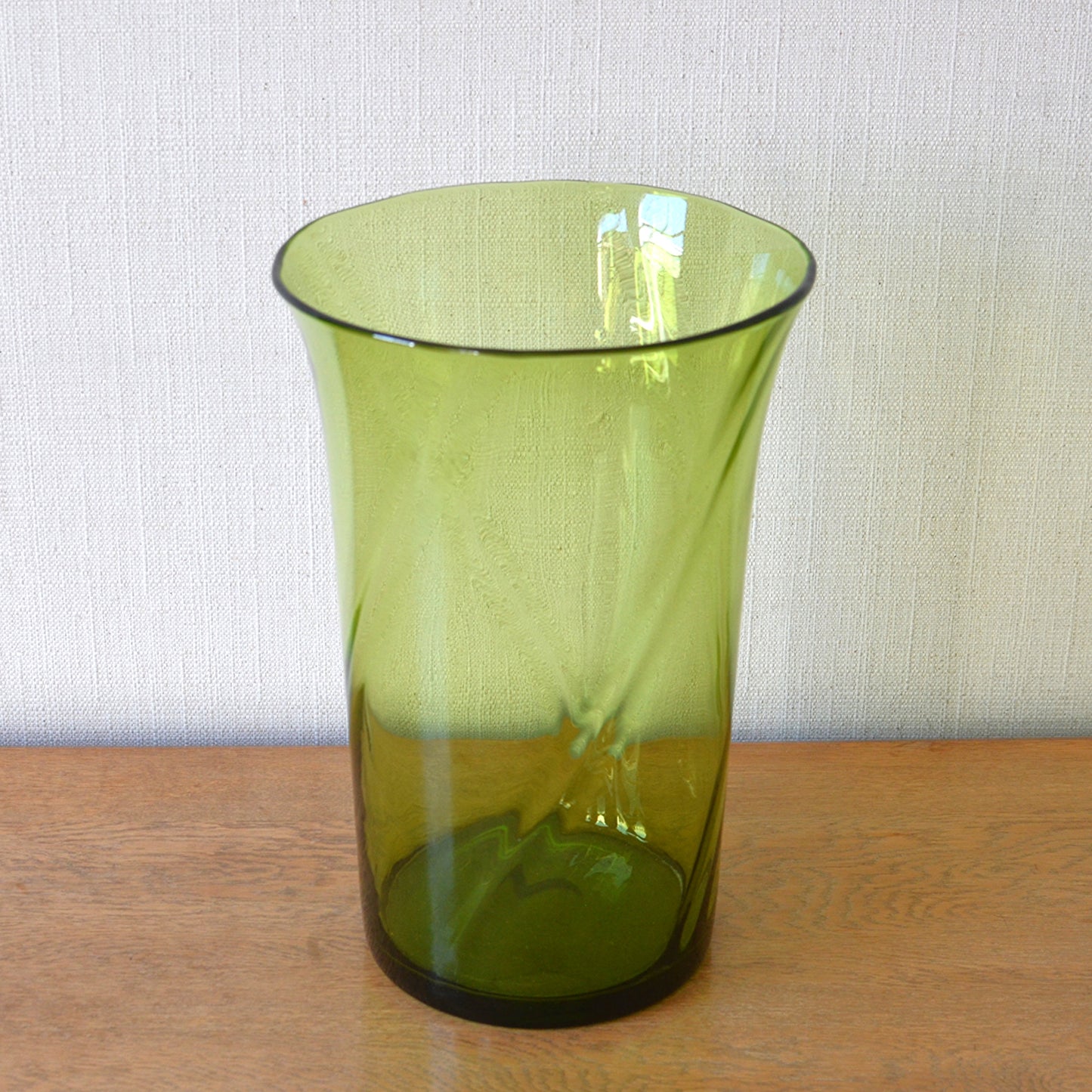 Large Green Glass Bucket Vase by Powell & Sons