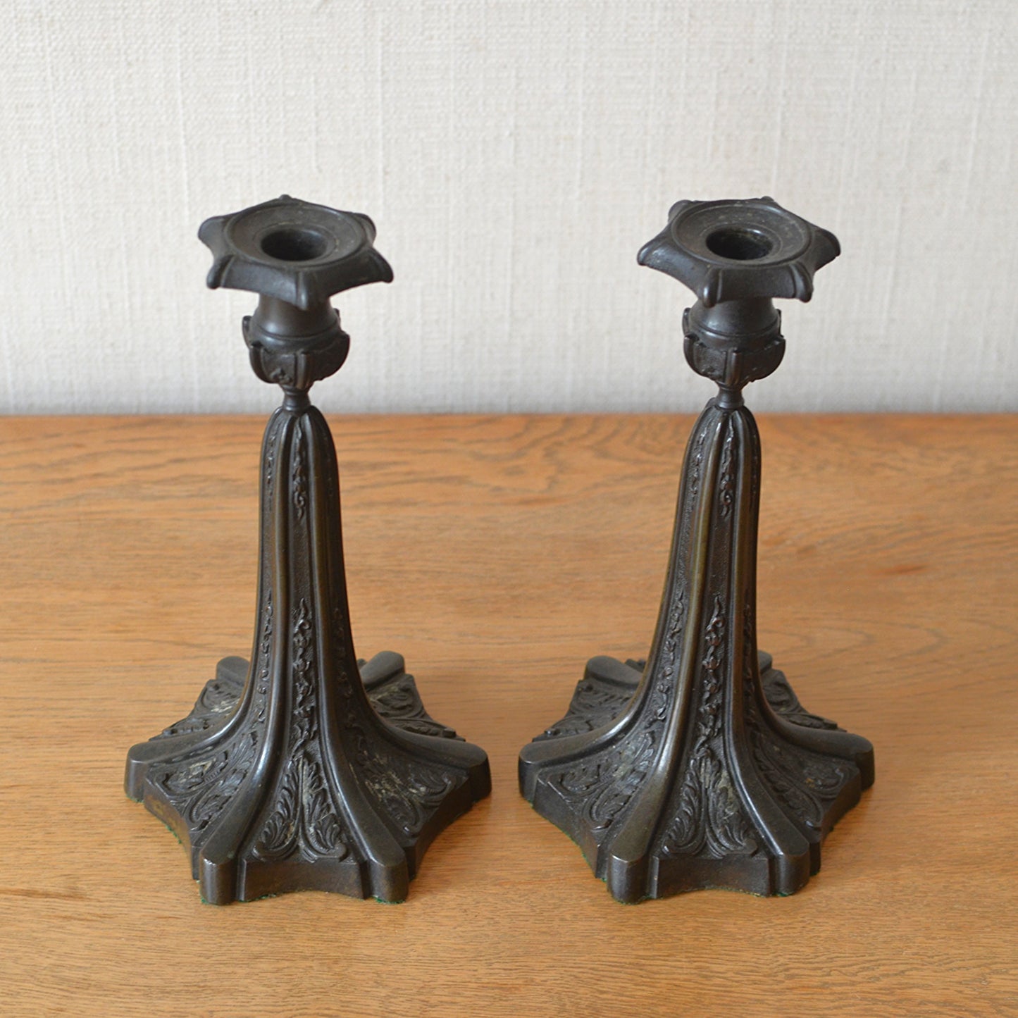 Pair of Bronze Candlesticks