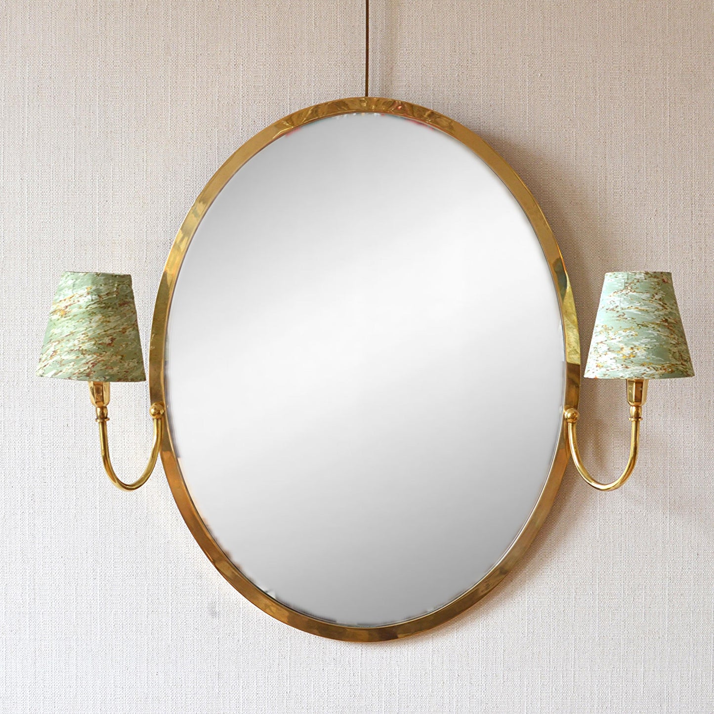 Mid Century Brass Oval Mirror