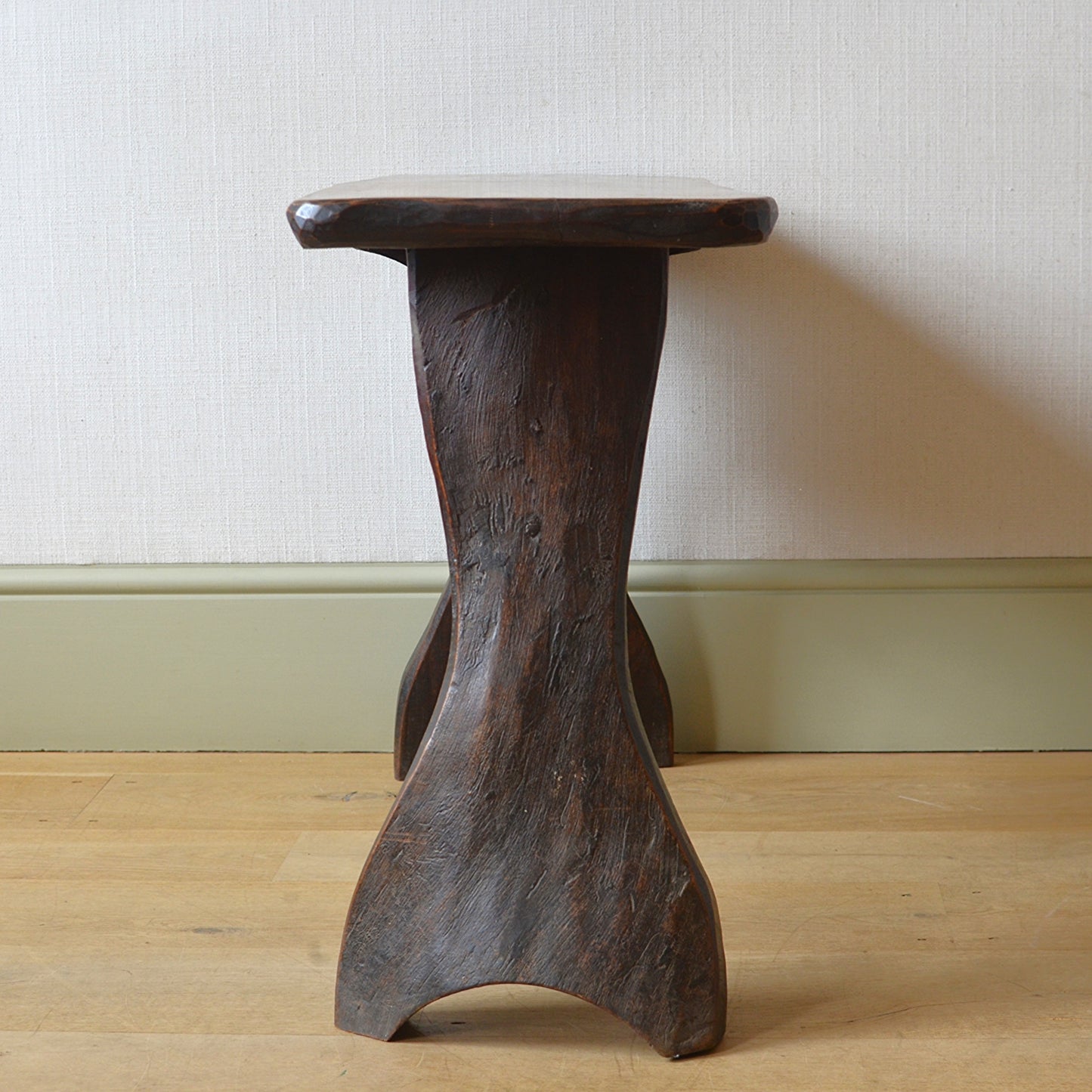 Carved Elm Side Table