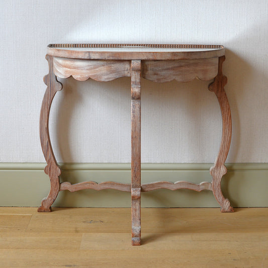 Limed Oak Demi-Lune Console Table