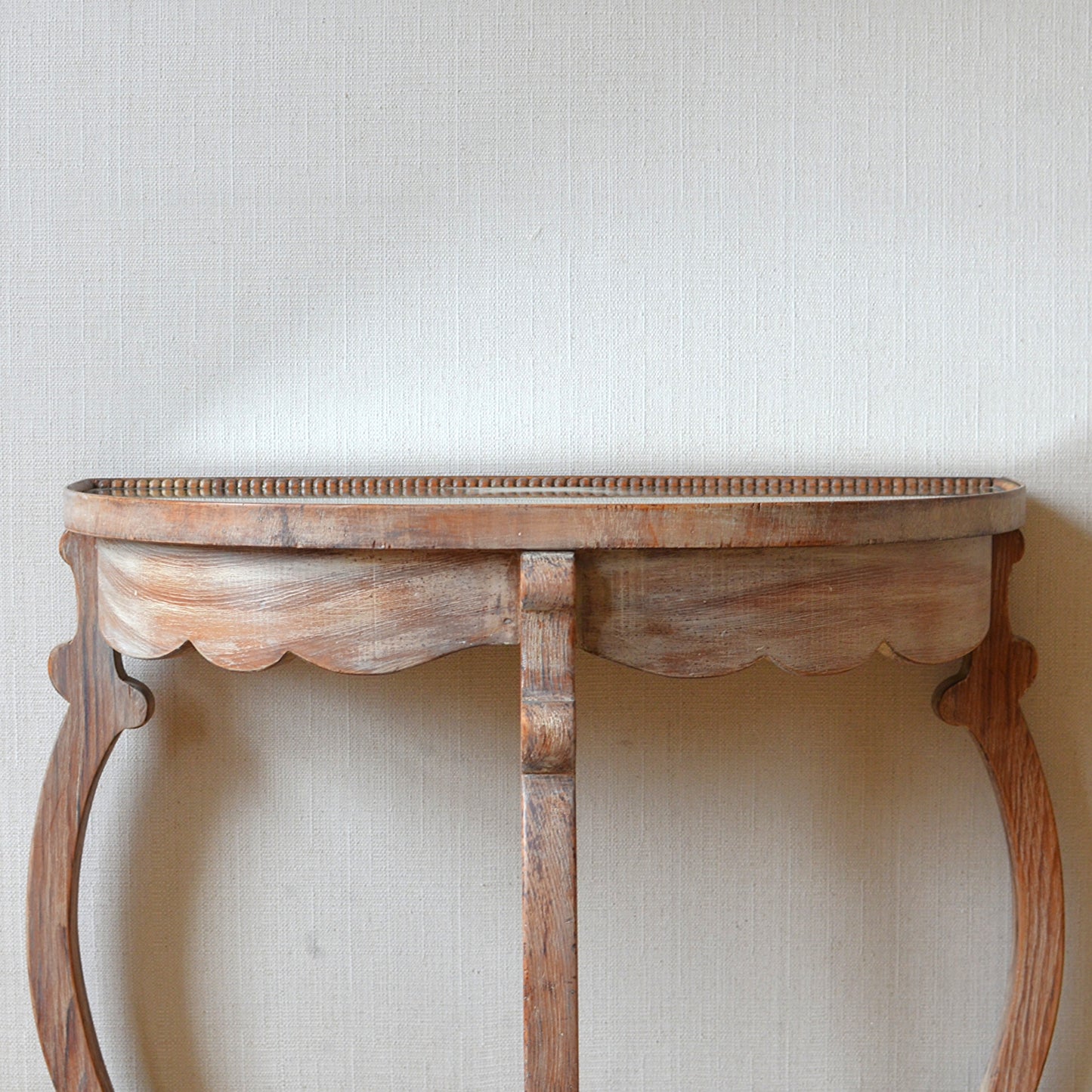 Limed Oak Demi-Lune Console Table