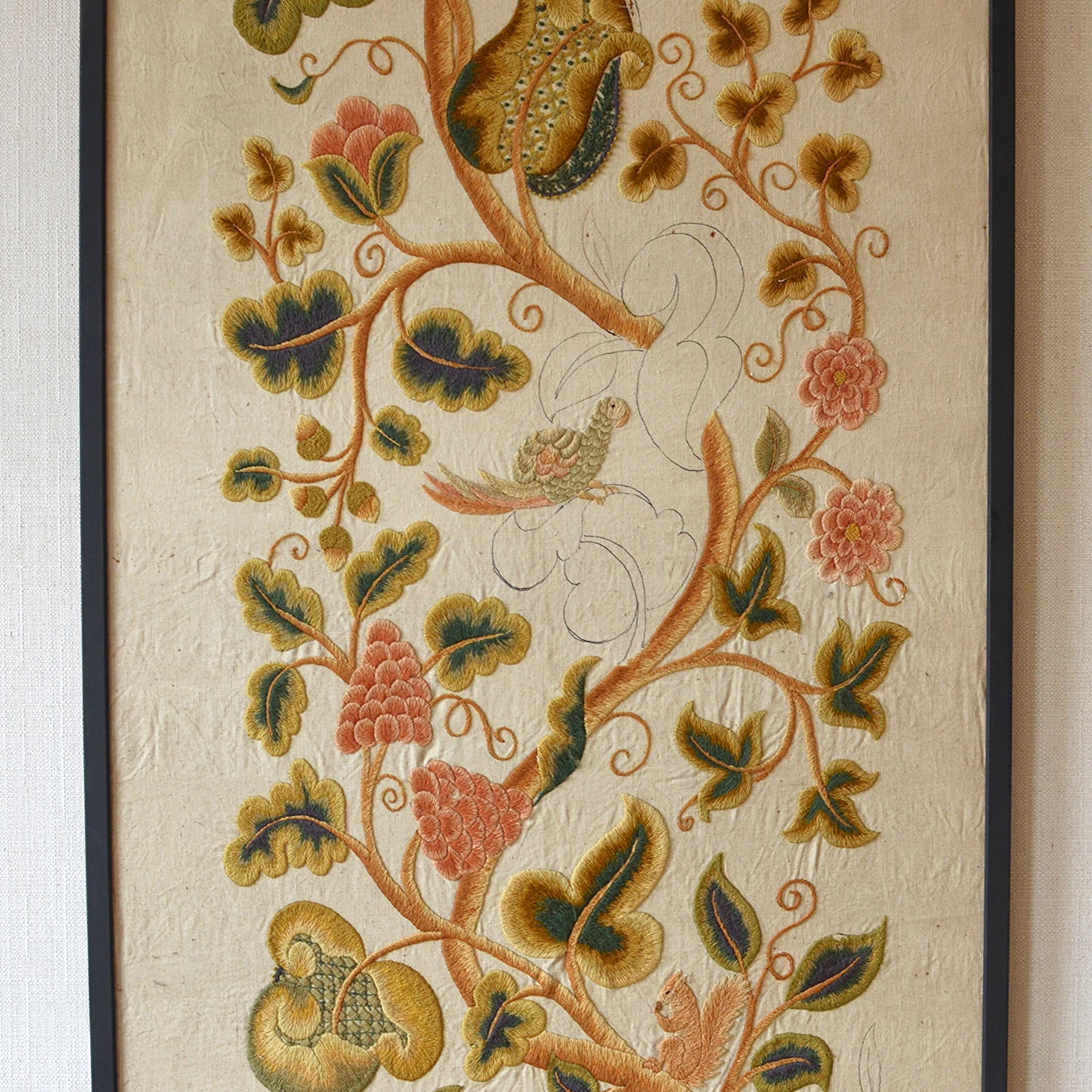 Large Crewelwork Wool Panel