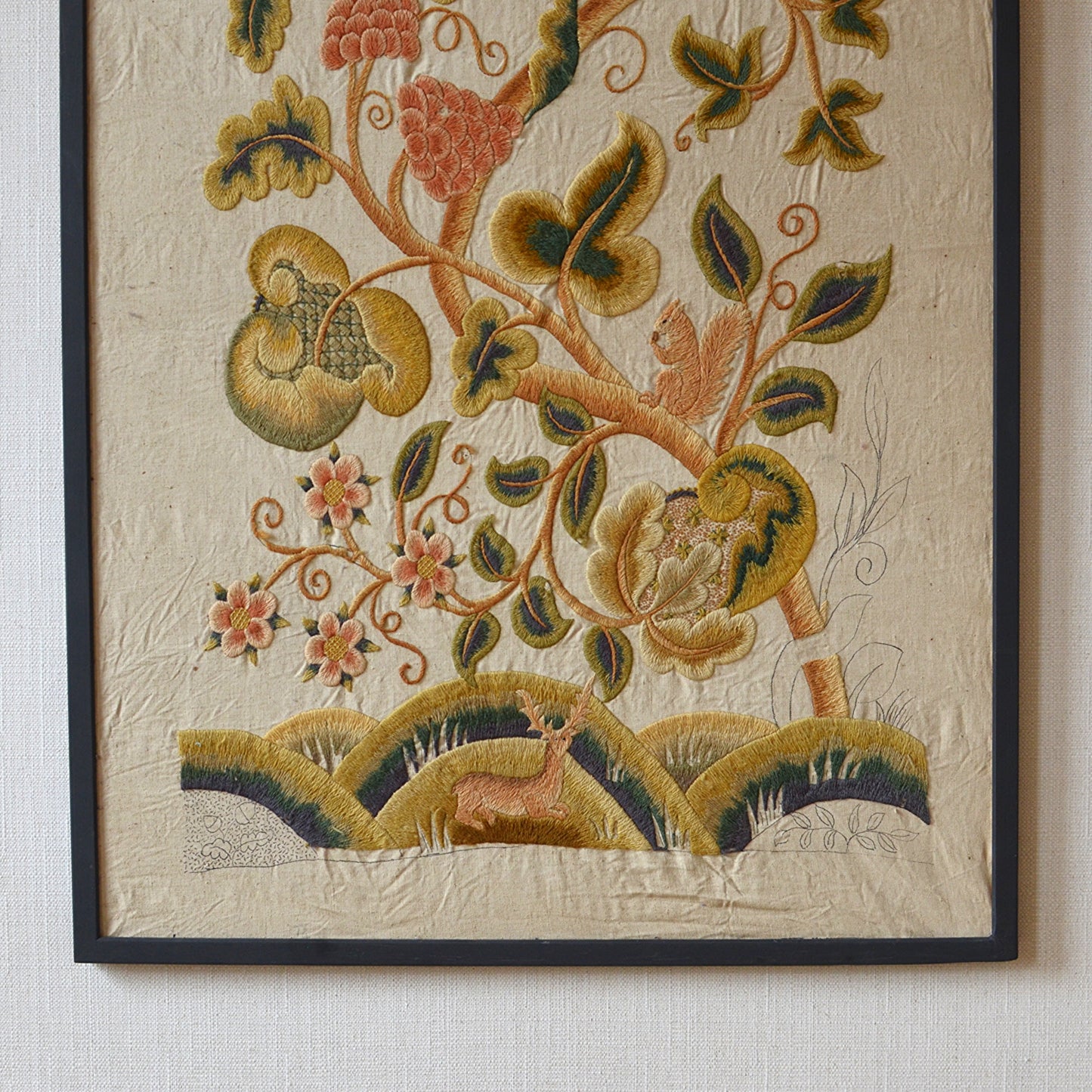 Large Crewelwork Wool Panel
