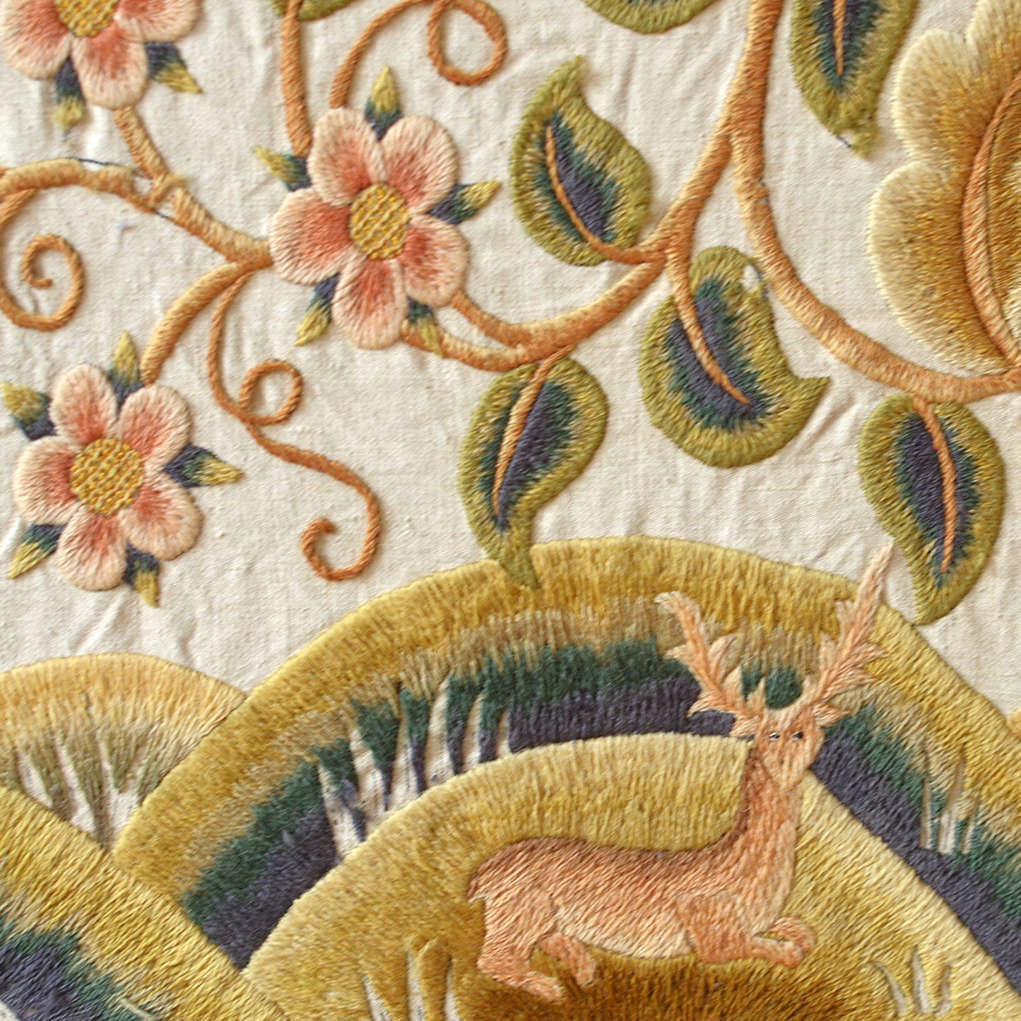 Large Crewelwork Wool Panel
