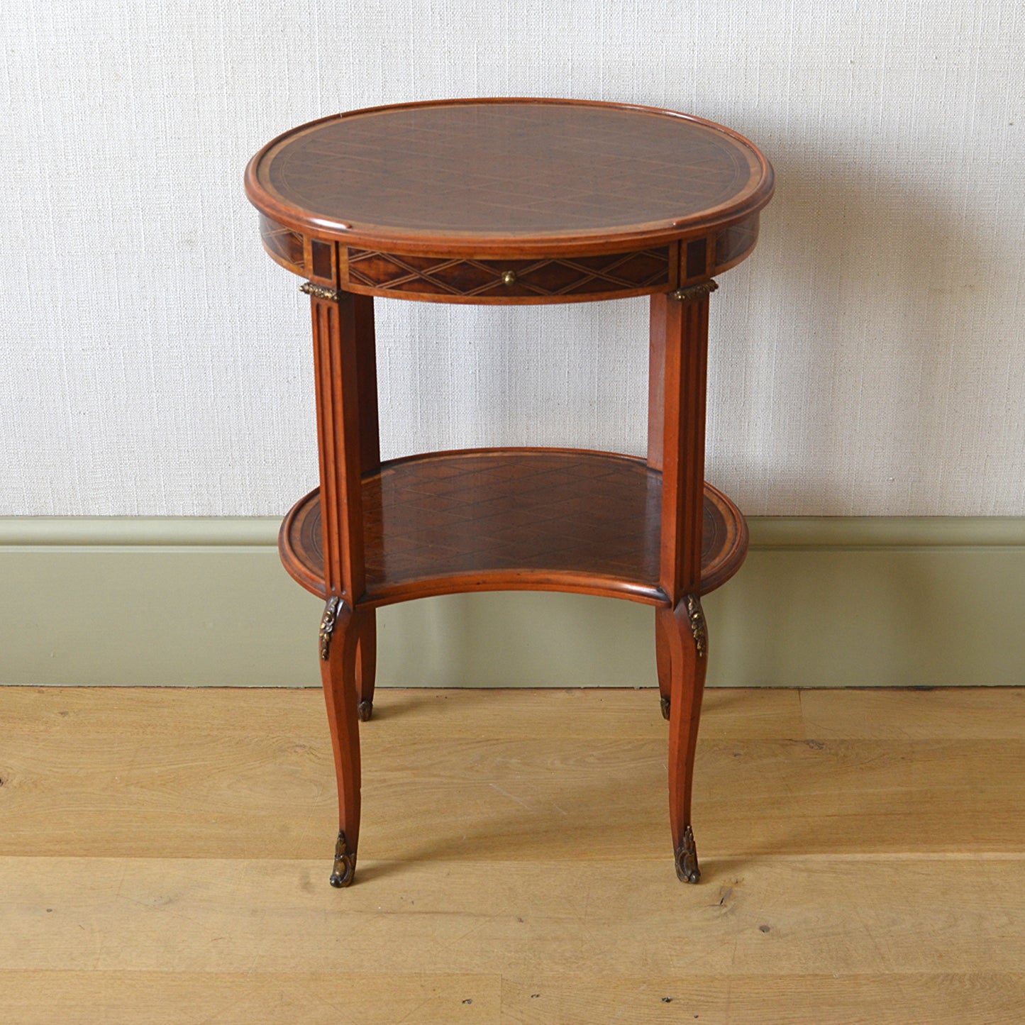 English Two Tiered Marquetry Table