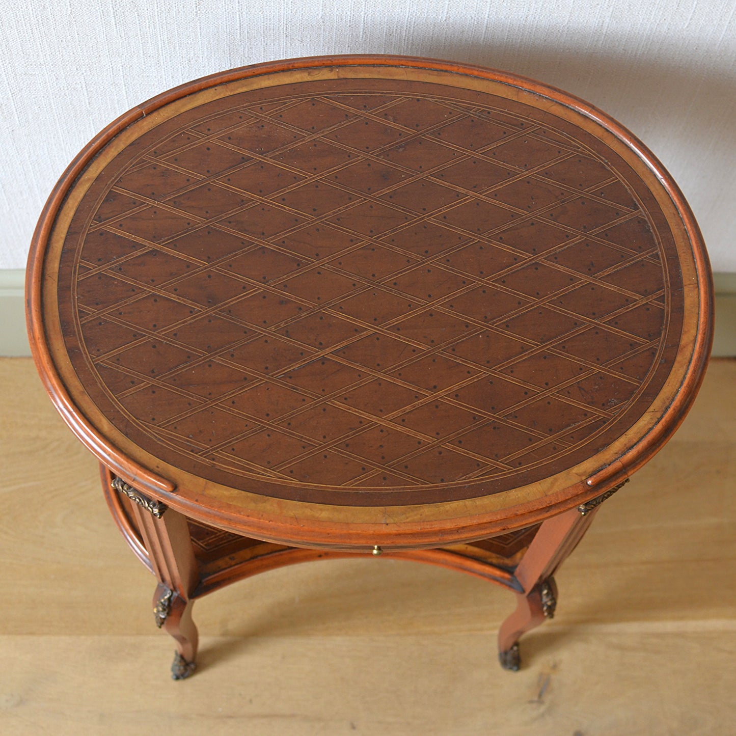 English Two Tiered Marquetry Table