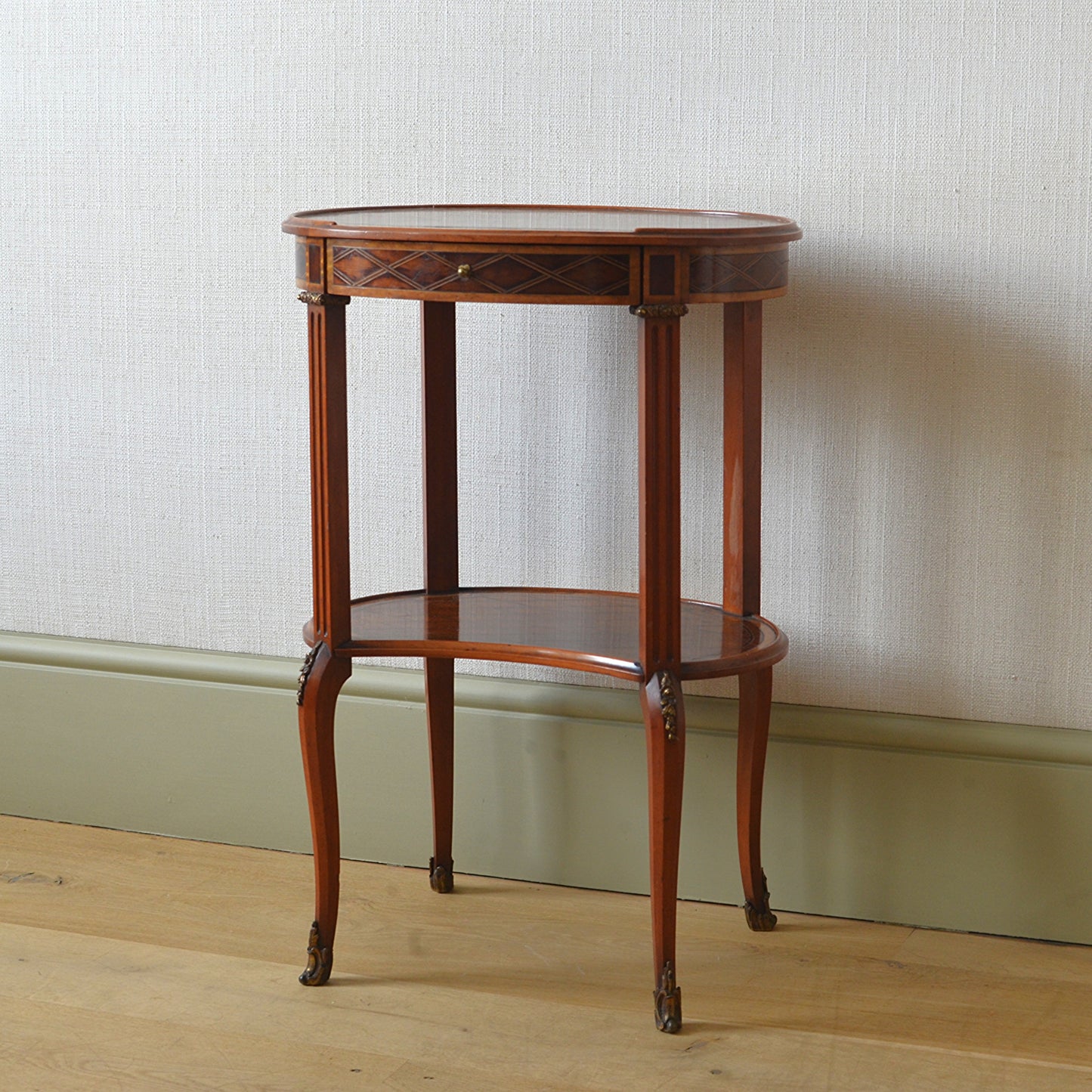 English Two Tiered Marquetry Table